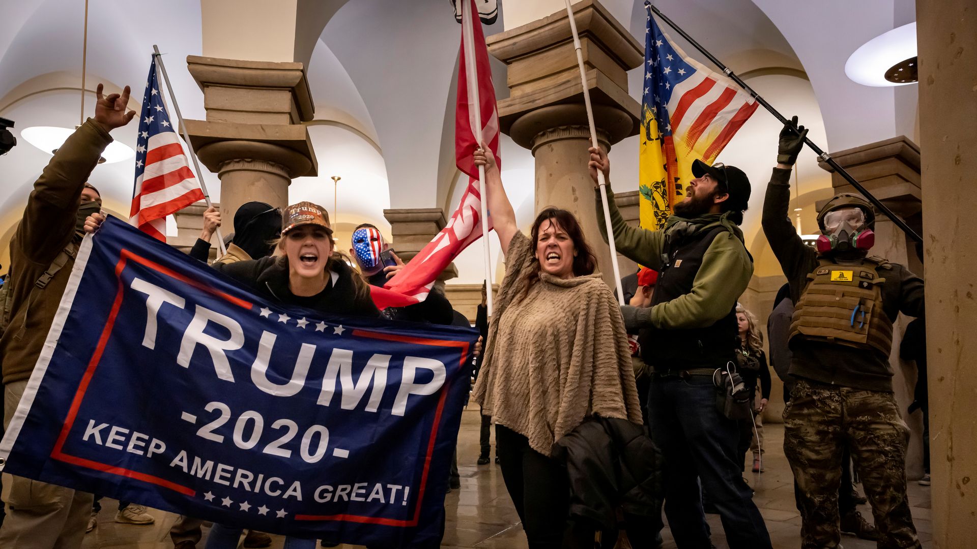 Pro-trump protesters rally at the Capitol Building on January 6.