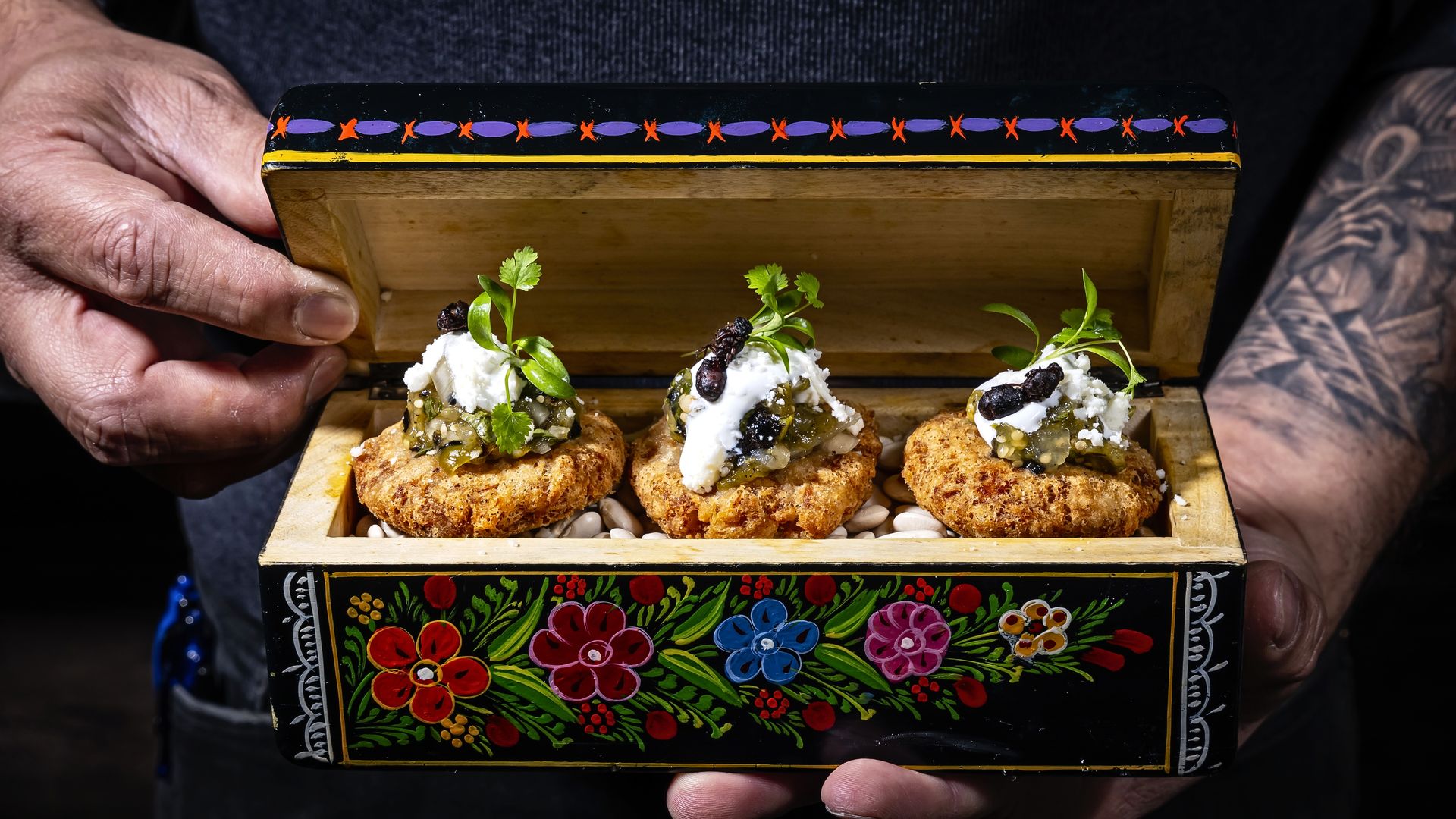 Gorditos with flying ants at Chicatana. Photo: Scott Suchman for The Washington Post via Getty Images