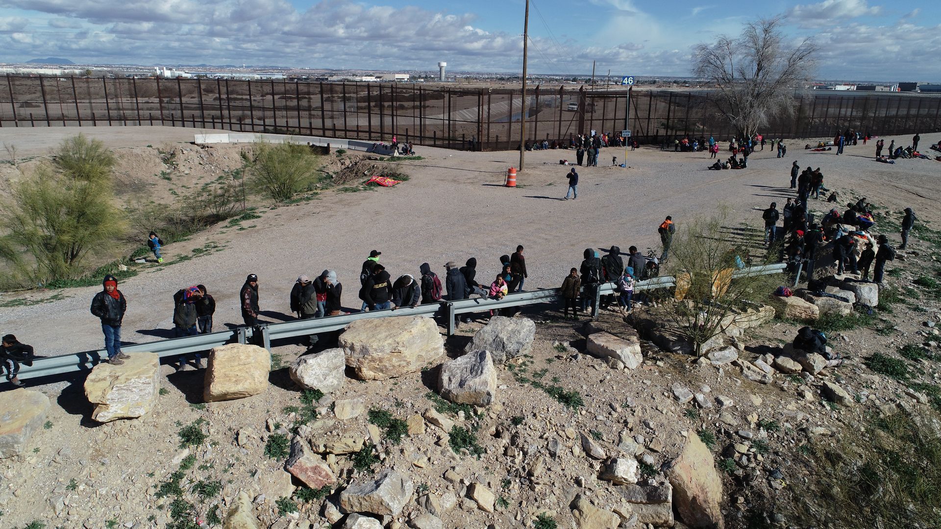 Migrants waiting near the U.S. border