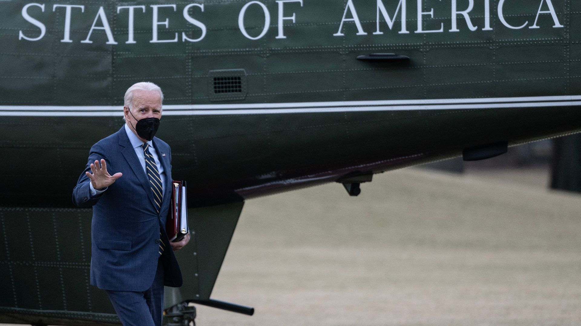 US President Joe Biden returns to the White House from Walter Reed hospital on the South Lawn in Washington, DC on January 11, 2023. 