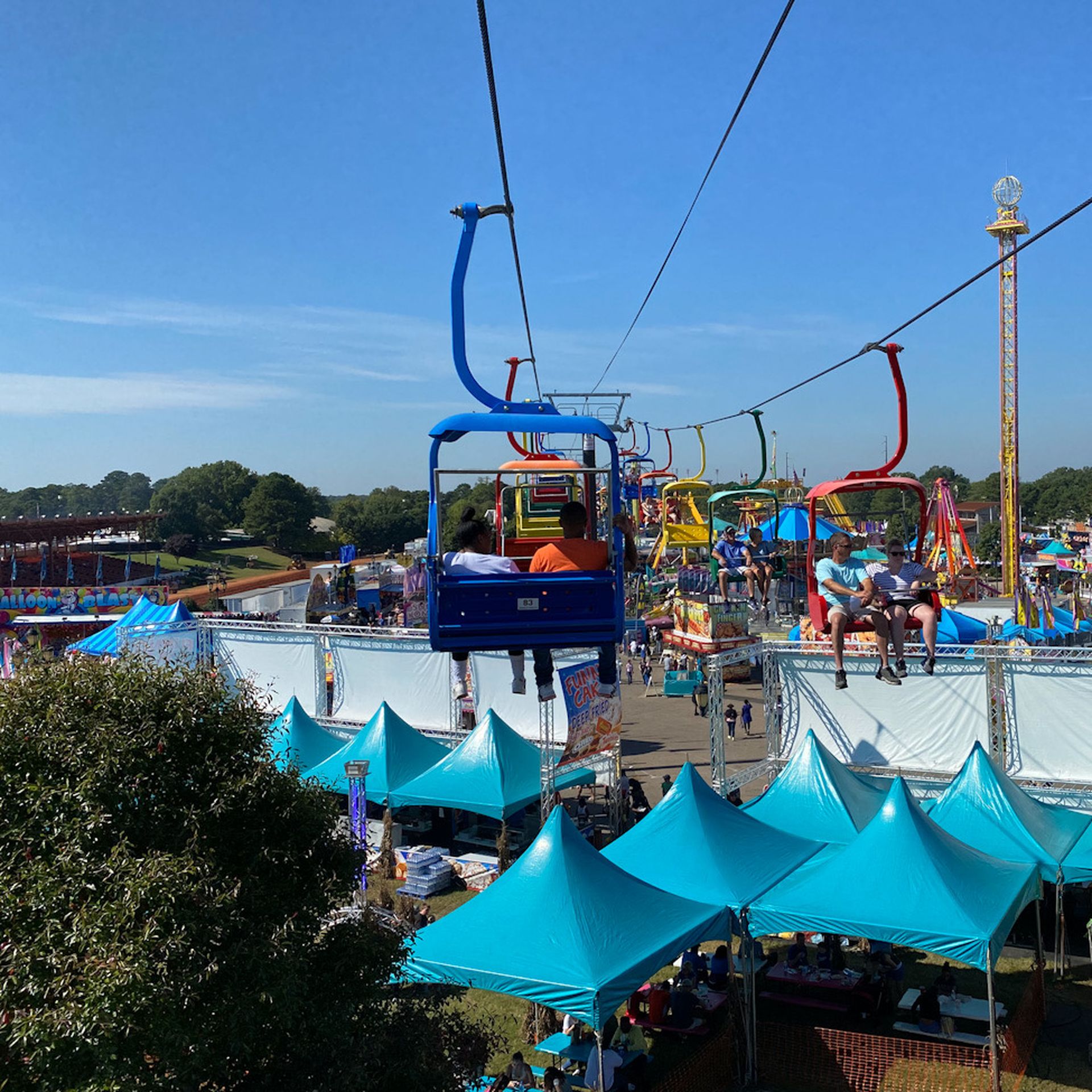 aerial view from a ride at the nc state fair