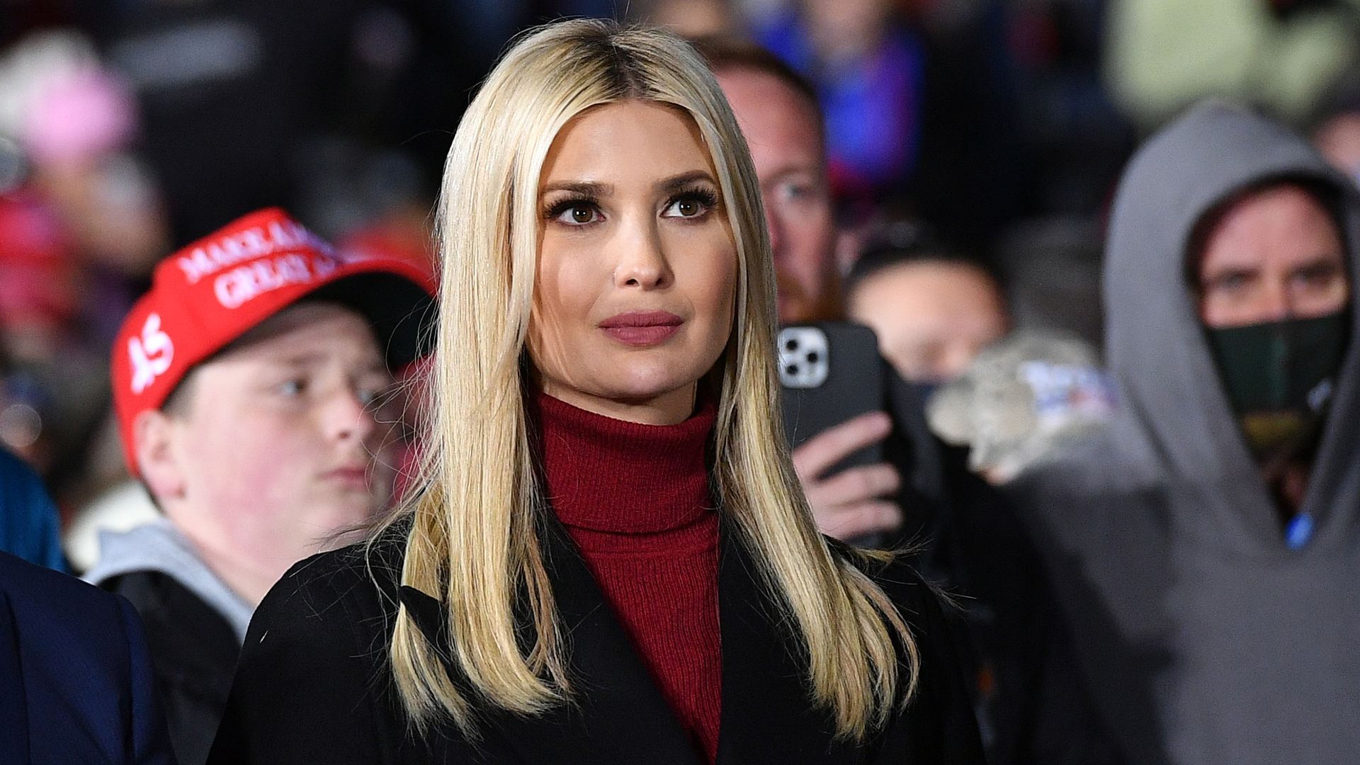 Ivanka Trump is seen listening to a speech delivered by her father, former President Trump.