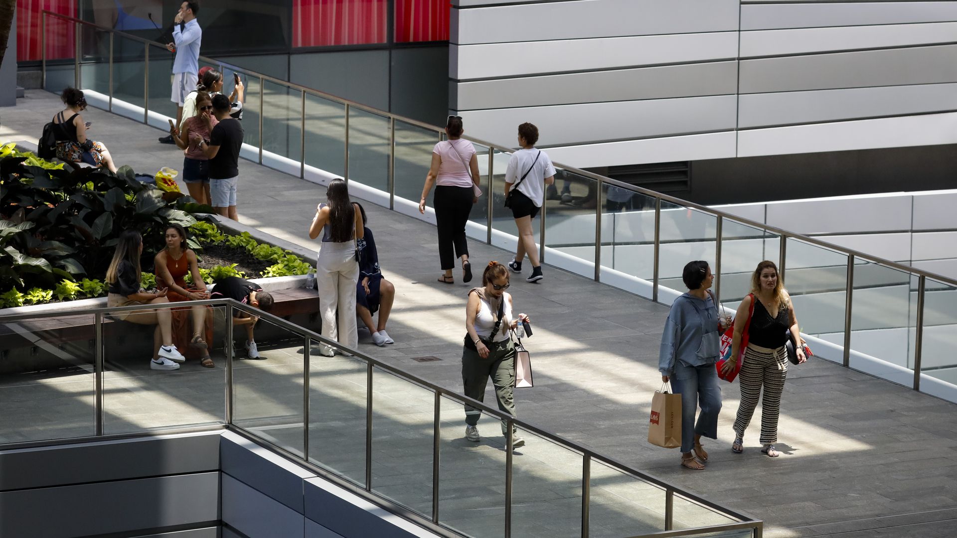 Shoppers at a mall