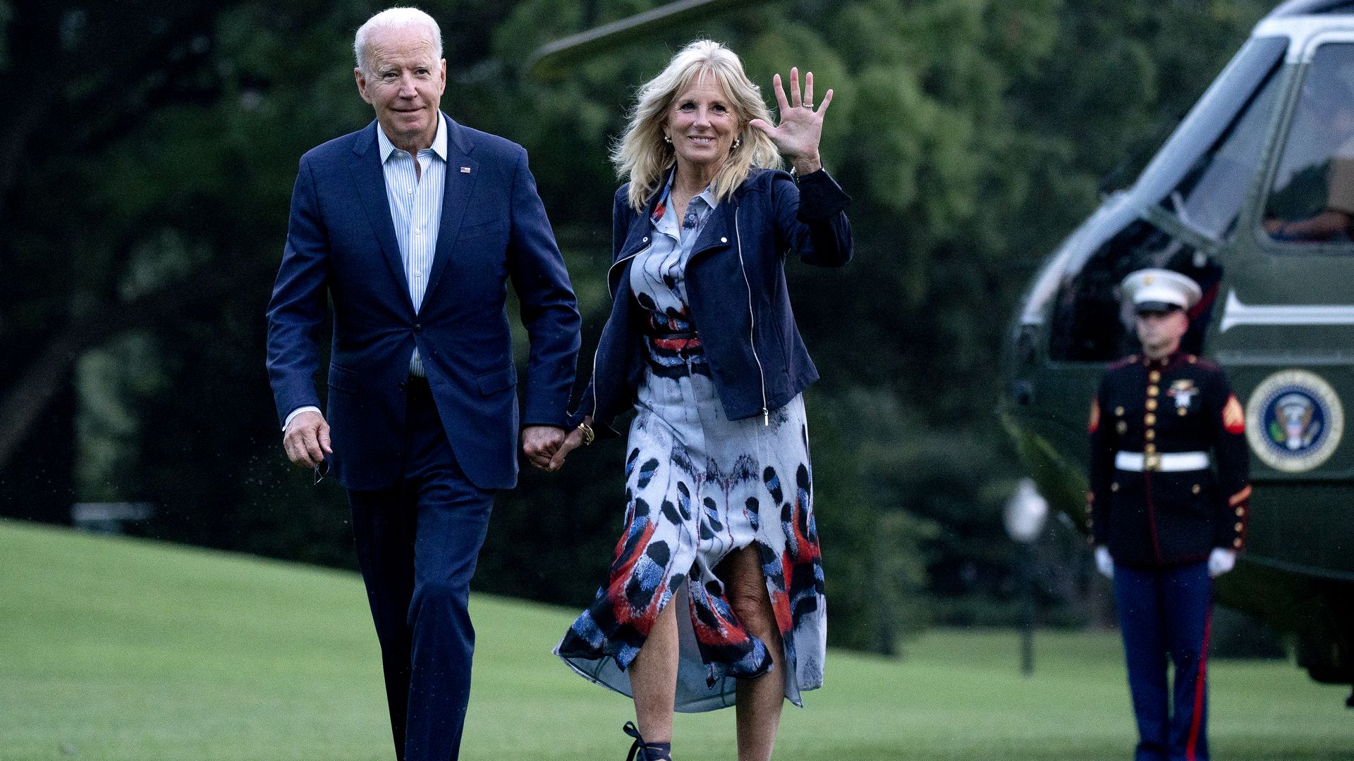 Joe and Jill Biden walk hand in hand