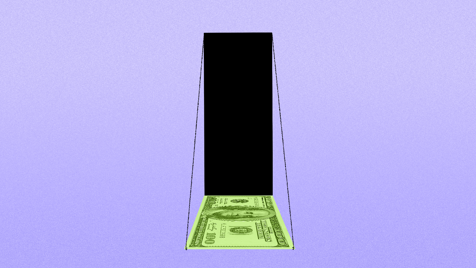  Animated illustration of a drawbridge made out of a hundred dollar note being pulled up.