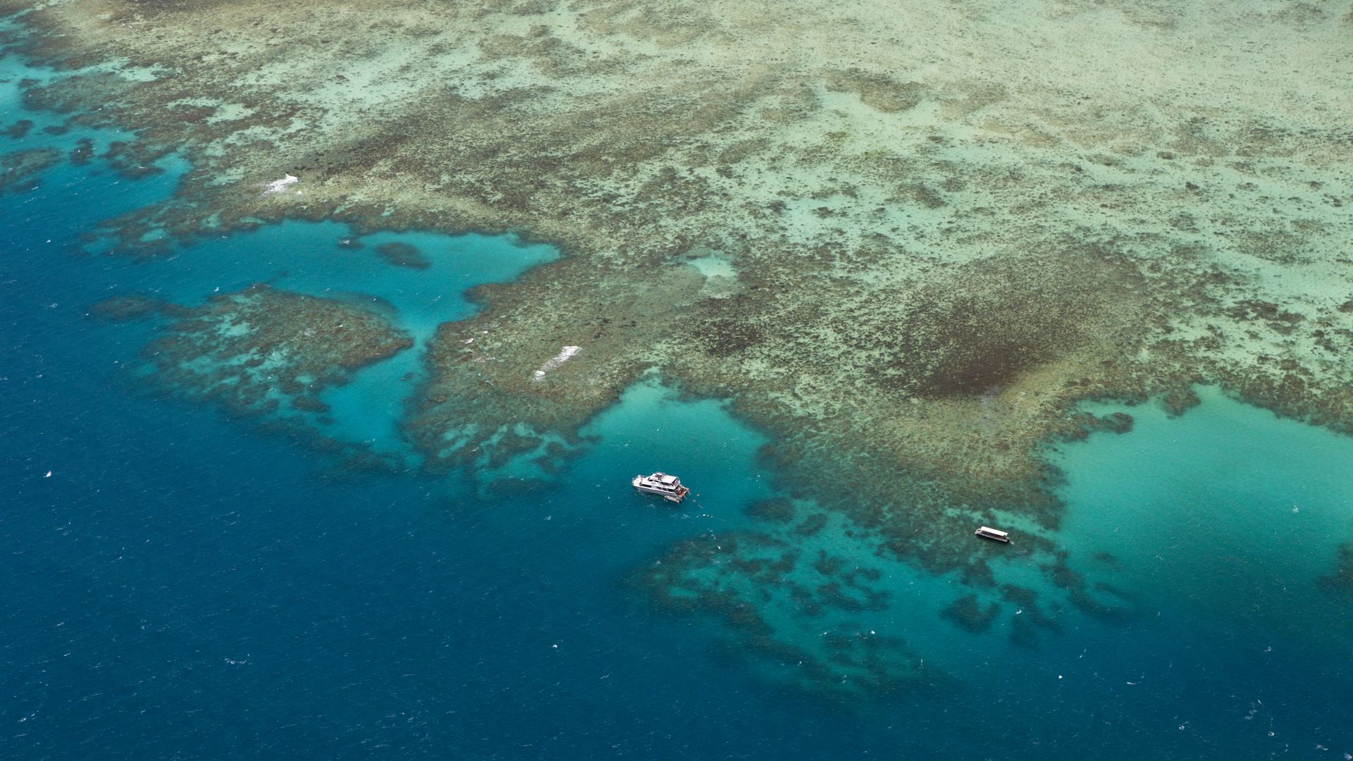 The Great Barrier Reef from an aerial view. 