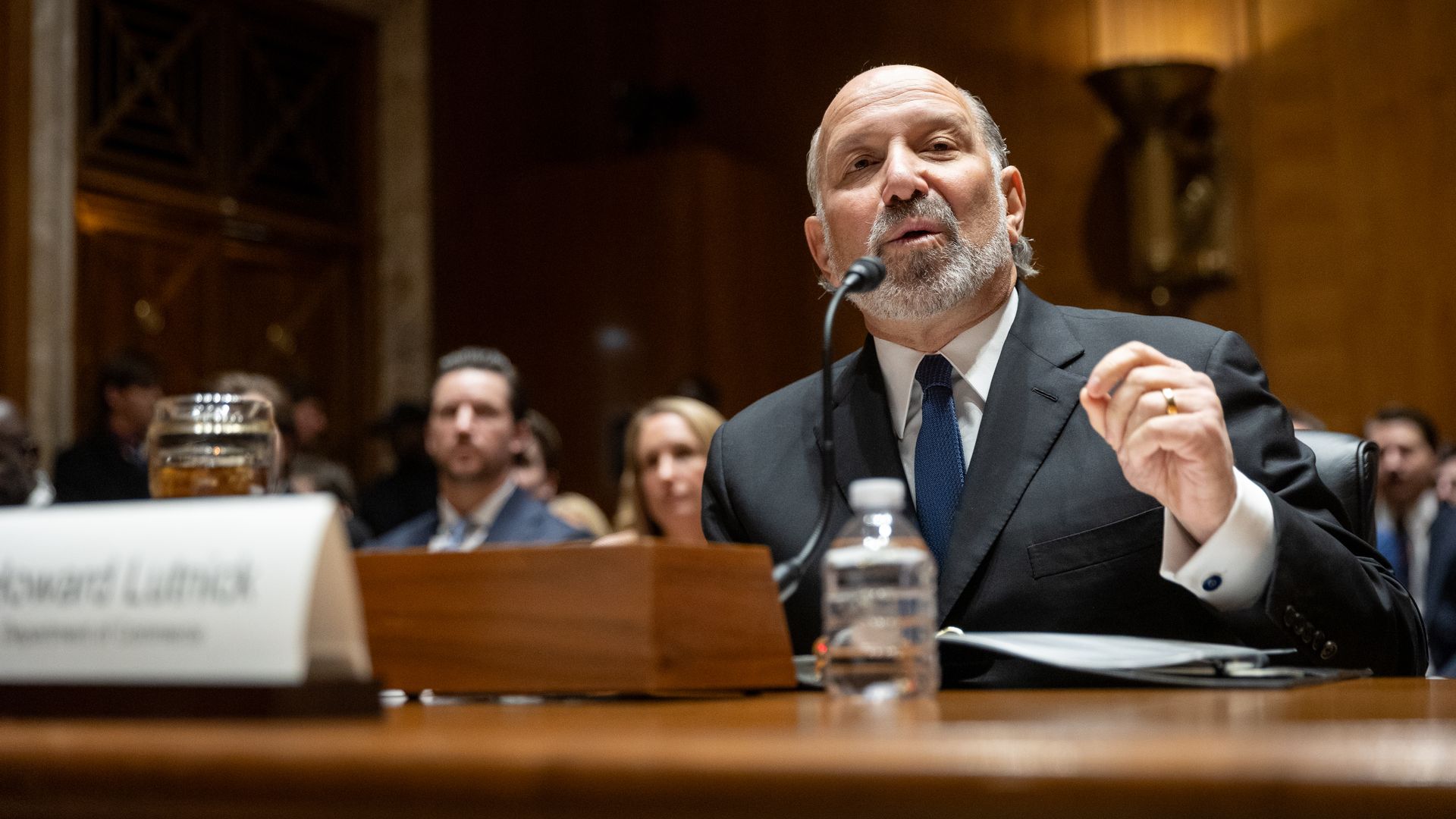 Secretary of Commerce Howard Lutnick speaks while testifying before a Senate Appropriations subcommittee hearing on broadband in Washington, D.C.