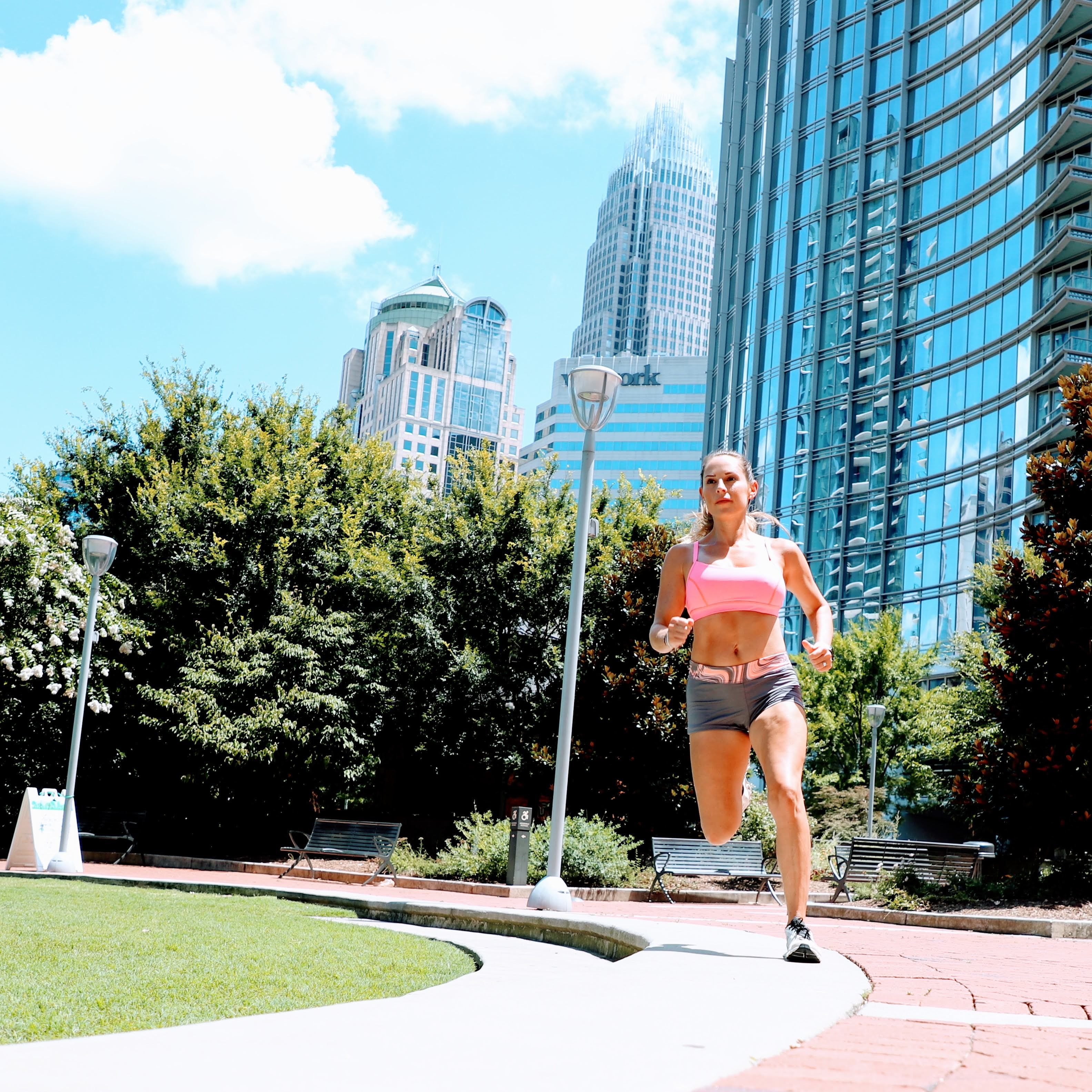 Bekah Eljoundi runs through Romare Bearden Park in Uptown. Photo: Théoden Janes/courtesy of Bekah Eljoundi