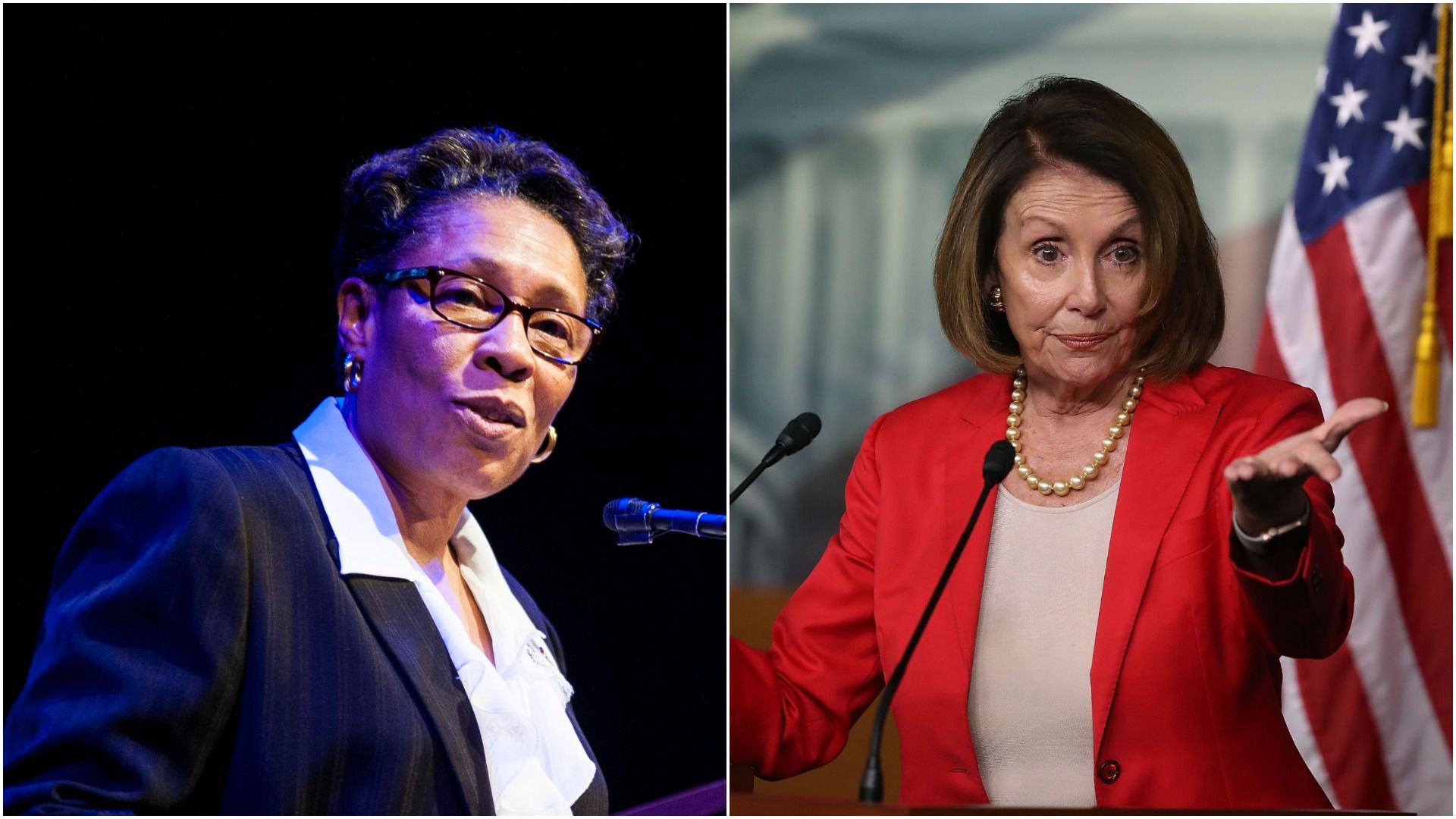 Marcia Fudge and House Minority Leader Nancy Pelosi 