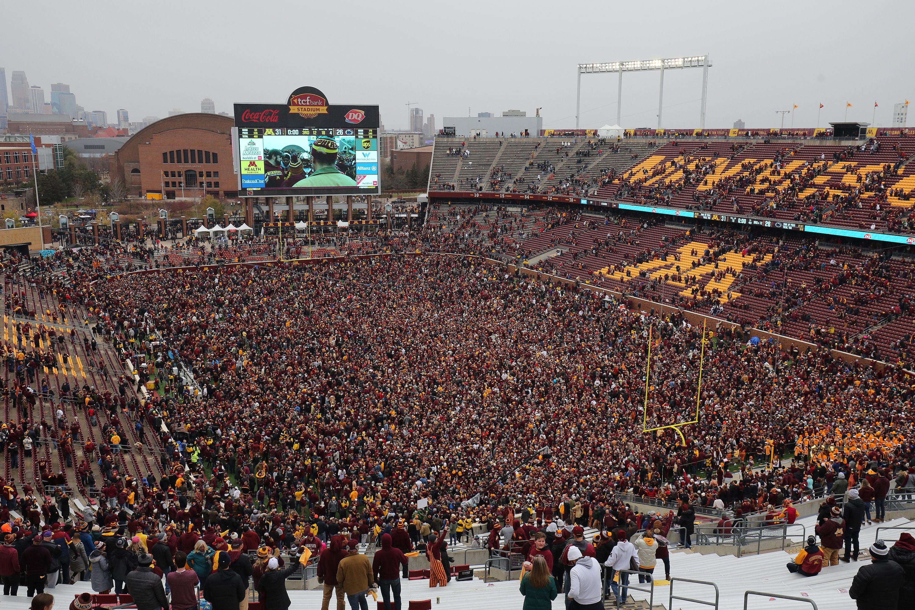 Minnesota fans on the field
