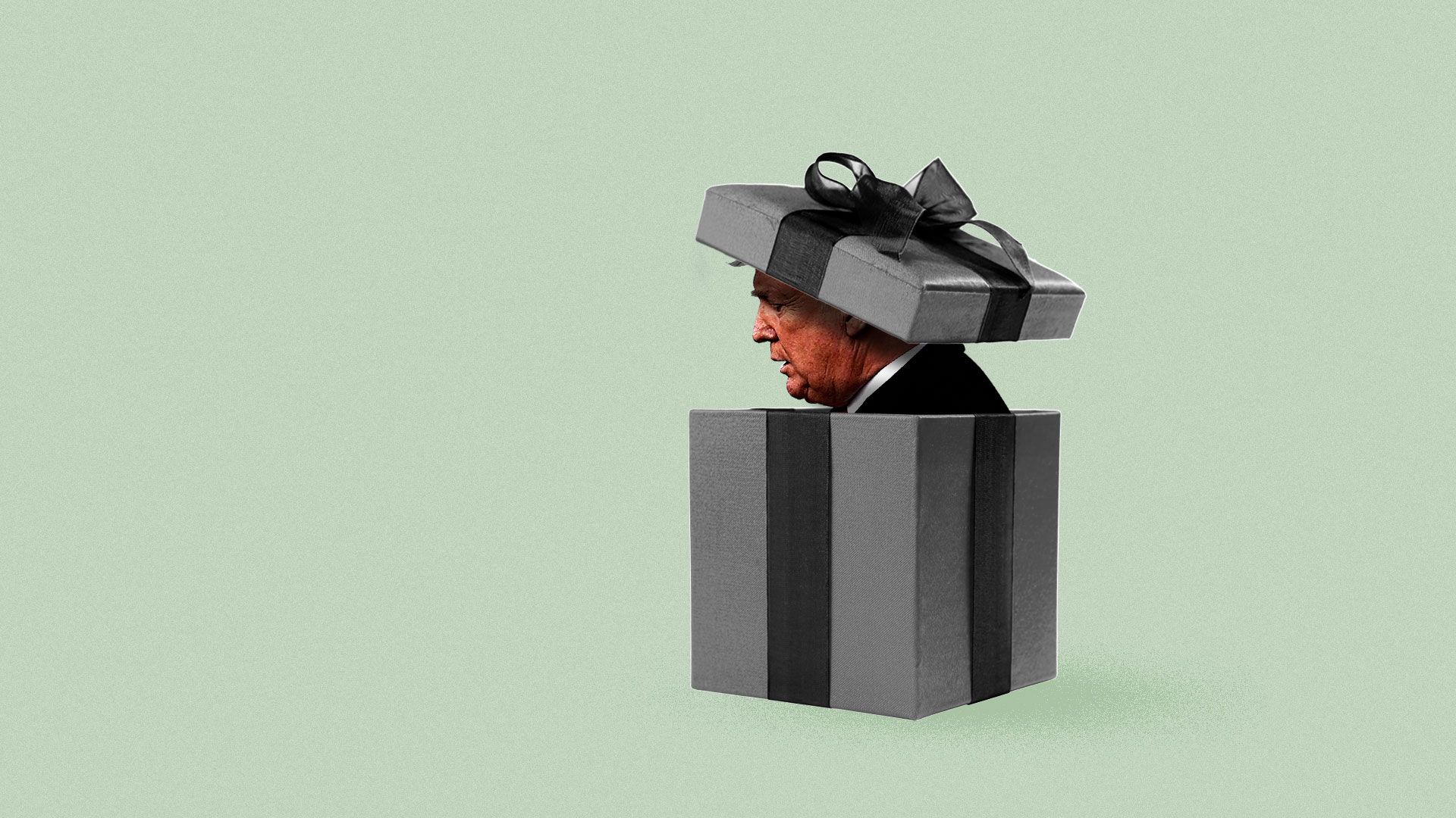 Donald Trump in a gift box