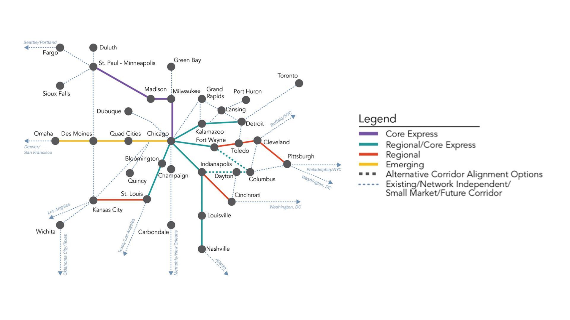 A Midwest train map proposal