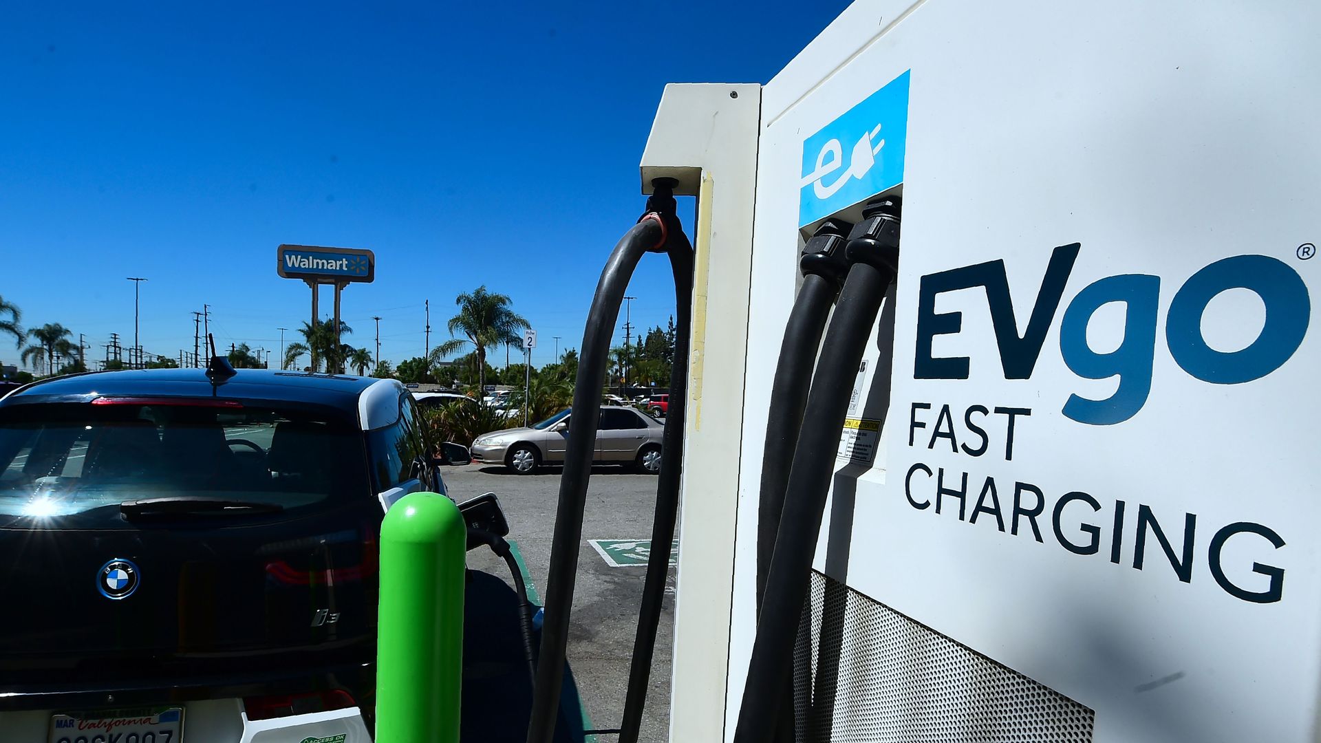 An electric vehicle charging station.