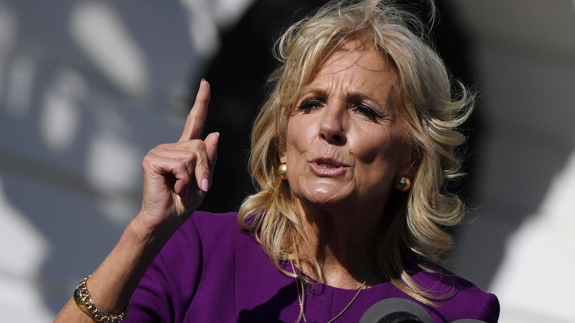 First lady Jill Biden is seen speaking at the White House.