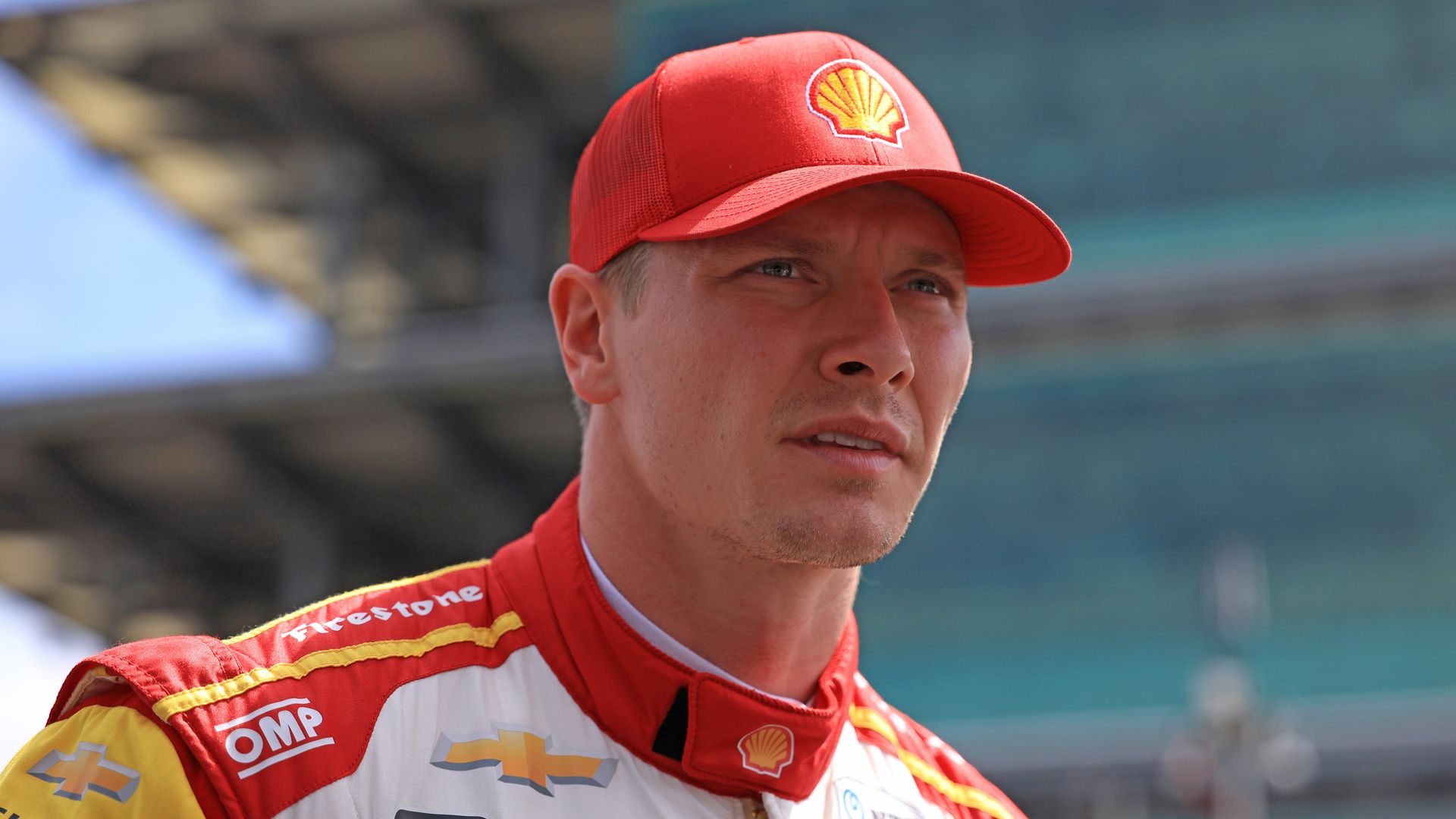 Josef Newgarden, driver of the #2 Shell Powering Progress Team Penske Chevrolet, looks on during practice prior to the 109th running of the Indianapolis 500 at Indianapolis Motor Speedway on May 19, 2025 in Indianapolis, Indiana.