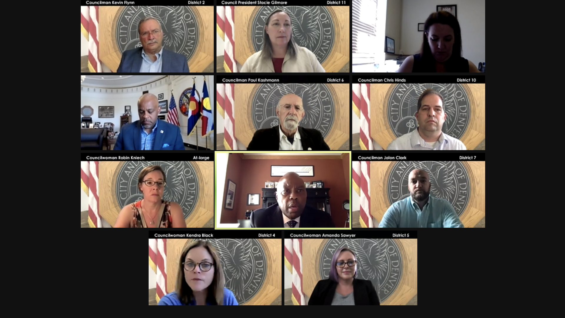 A Zoom screen of the council committee members 