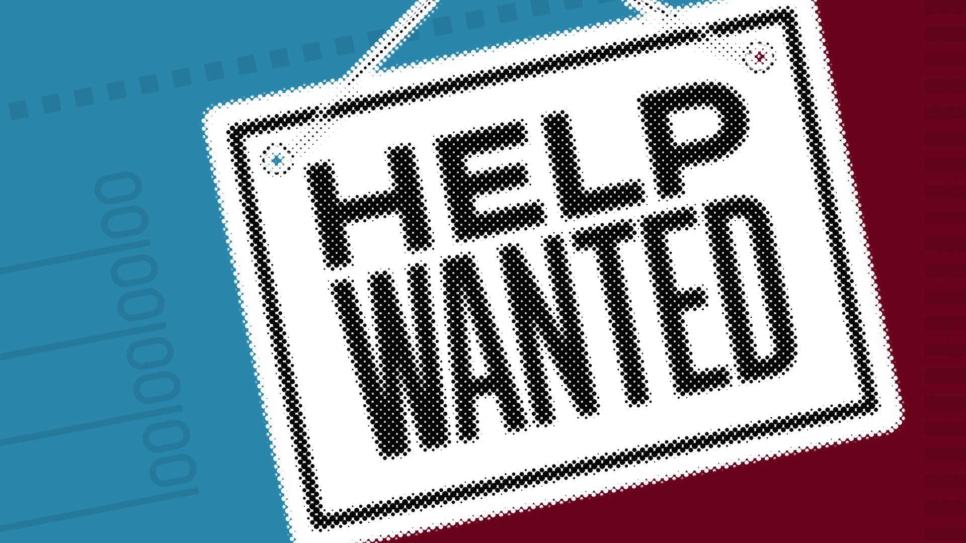 an illustration of a help wanted sign surrounded by ballot imagery