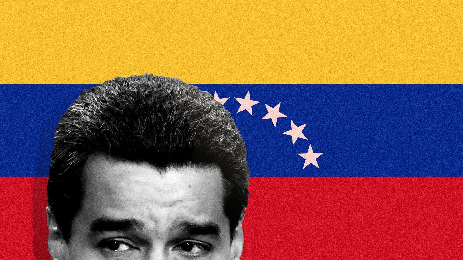 Venezuelan president in front of flag