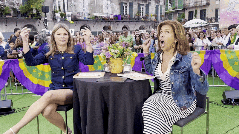 Image shows Jenna and Hoda dancing in New Orleans.