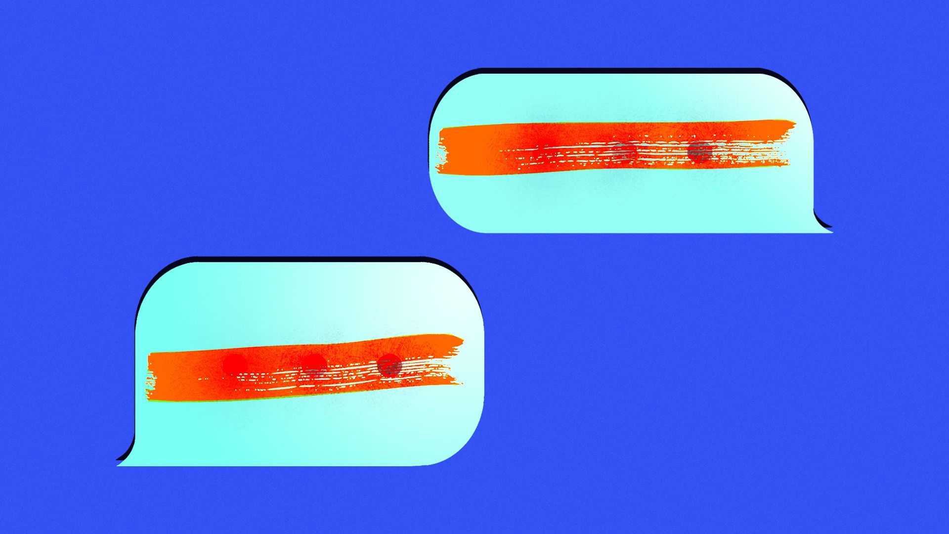 Illustration of text bubbles with the content crossed out