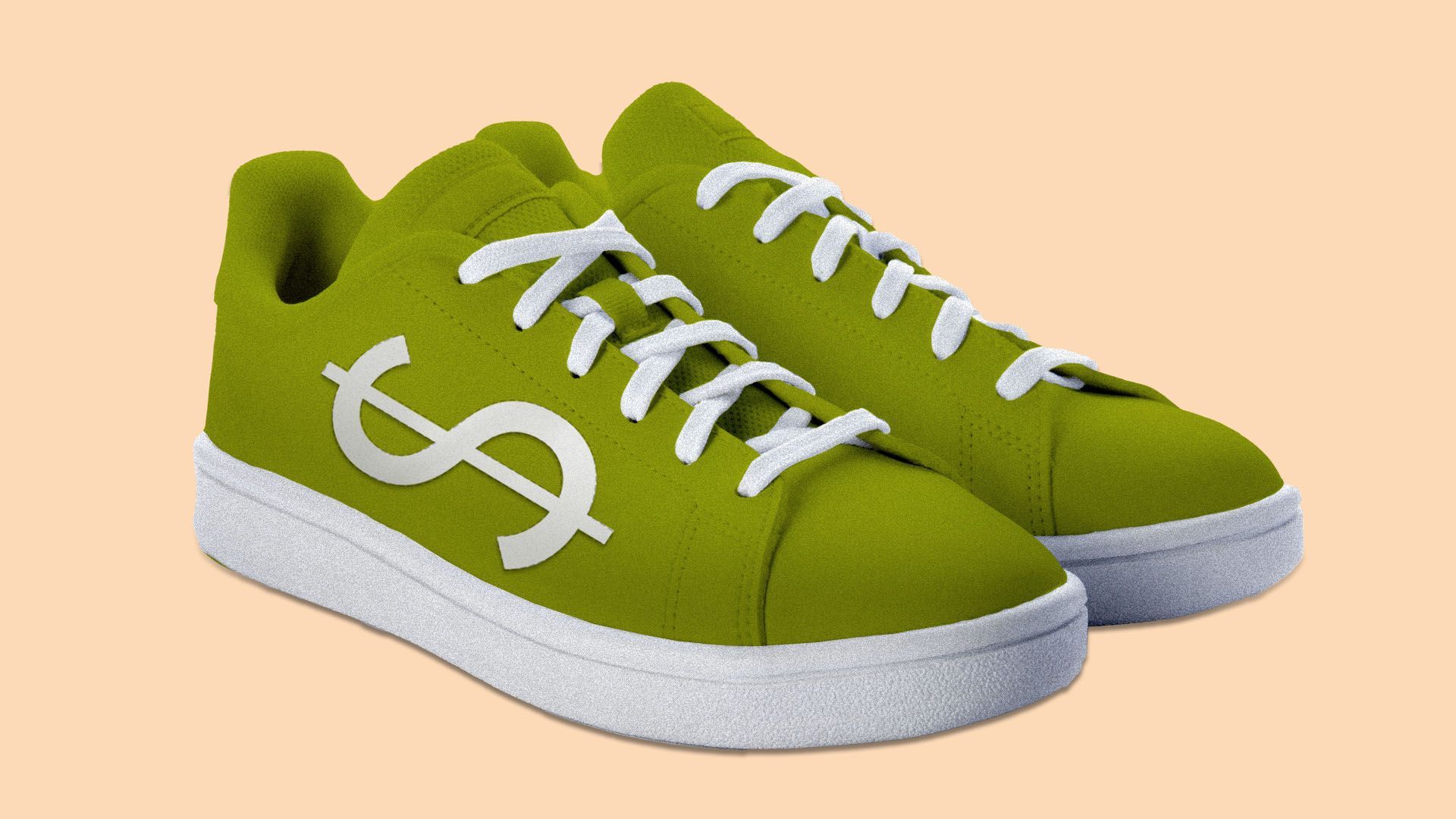 Illustration of a pair of sneakers with a dollar sign insignia