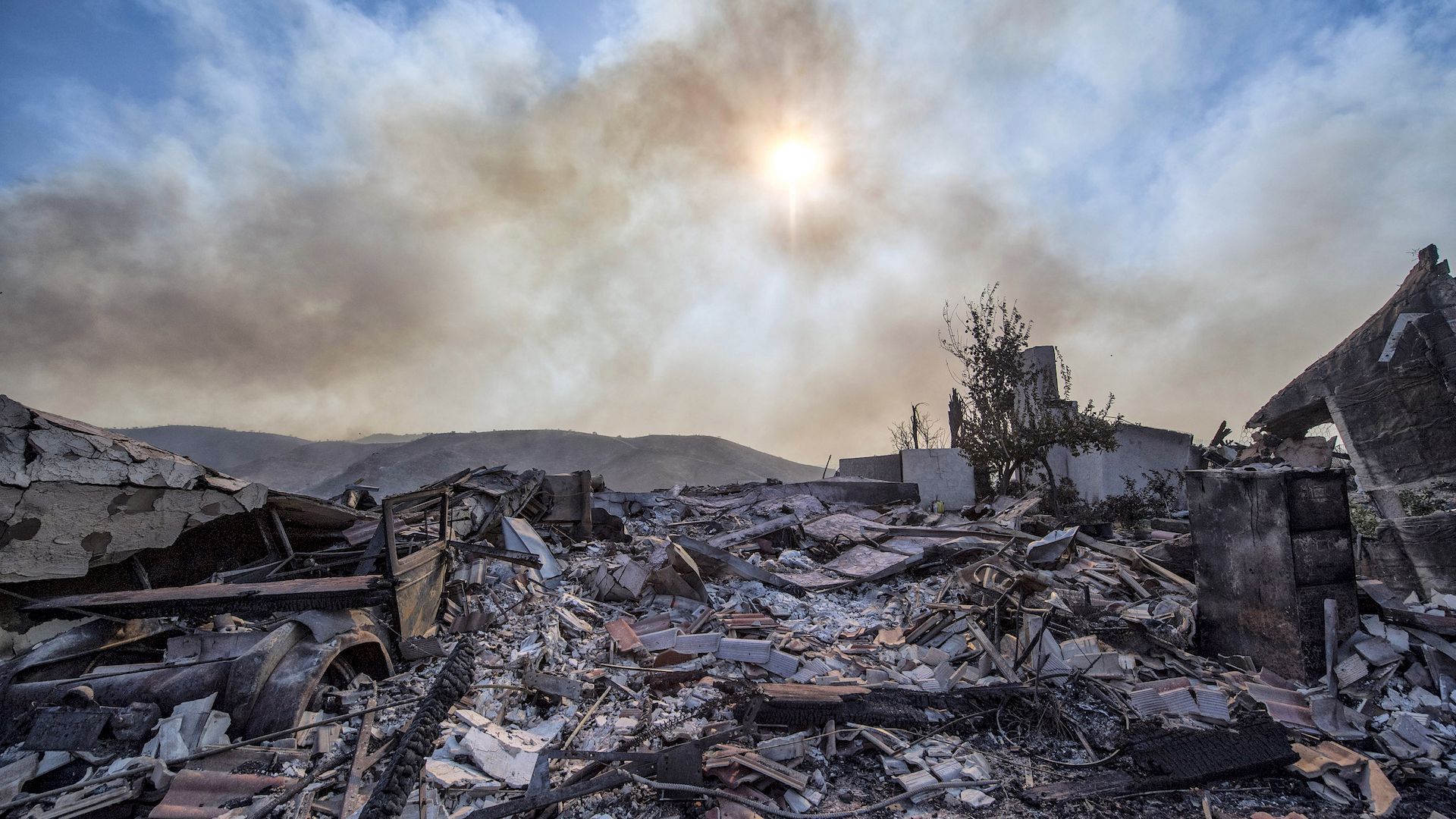 Rubble after a fire destroyed a house