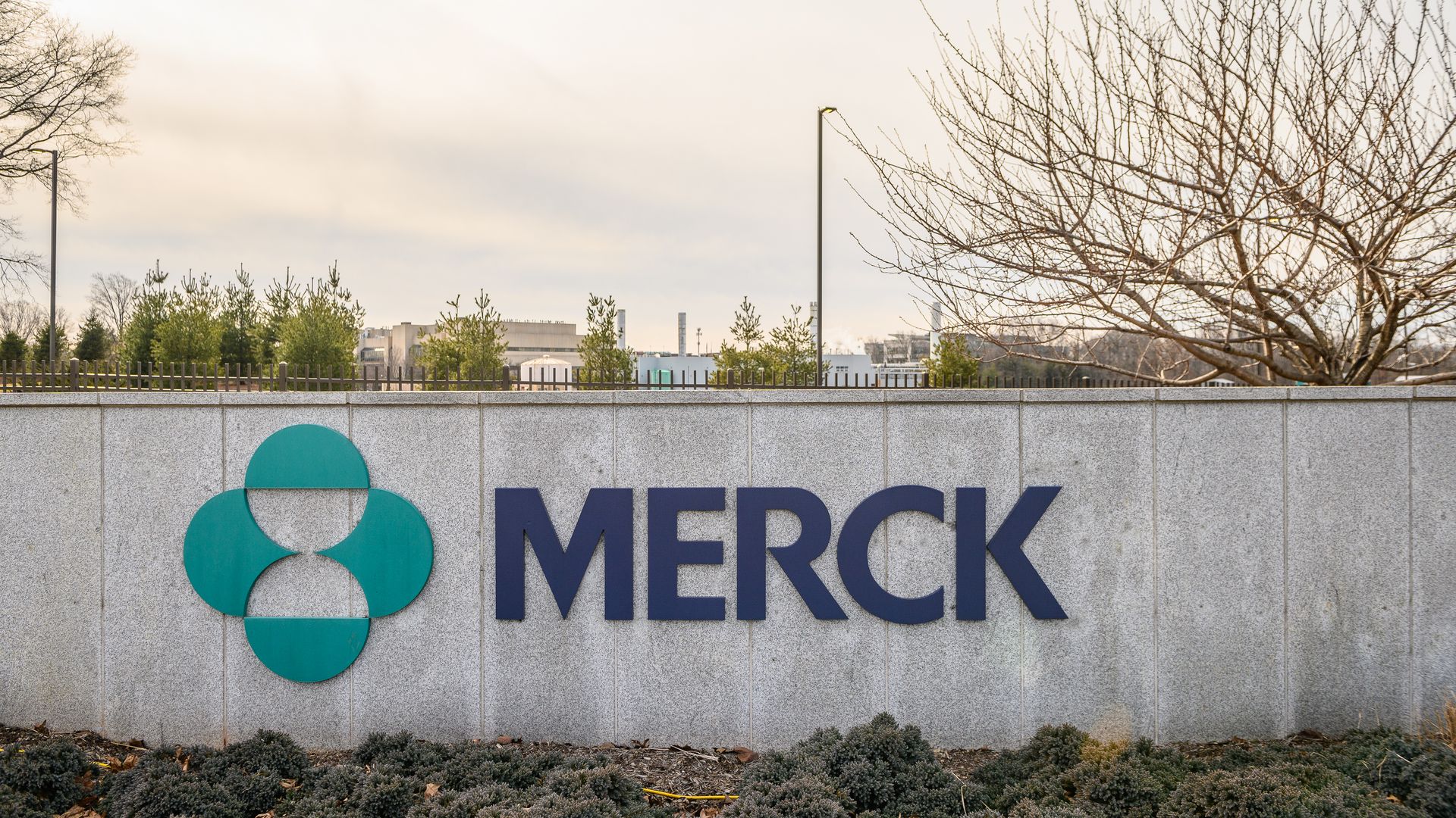 Merck signage outside the company's headquarters in Kenilworth, New Jersey, in January 2021.