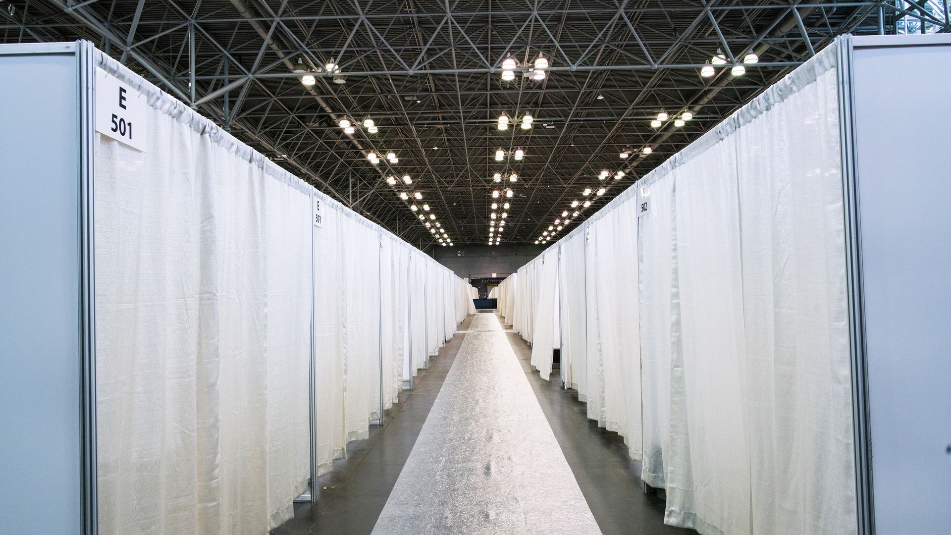 Inside the Javits Center in NYC. Photo: Eduardo Munoz Alvarez/Getty Images