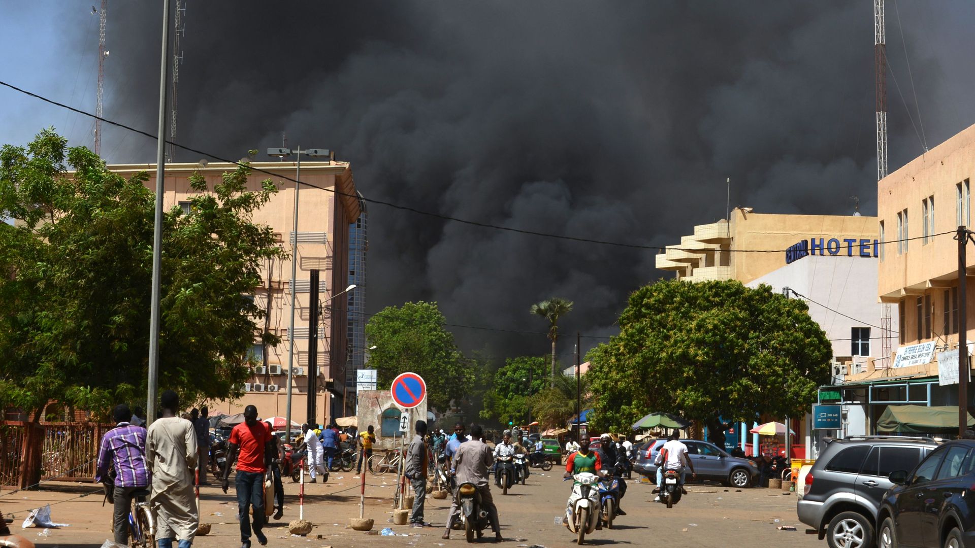 Smoke in Burkina Faso's capital after attacks.