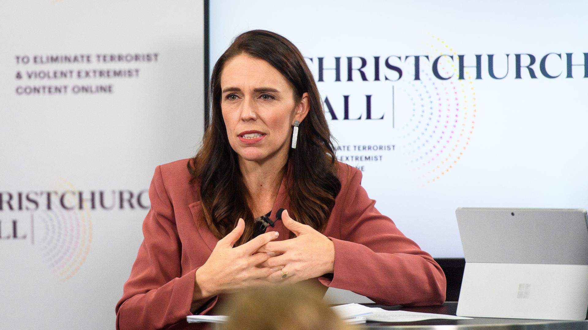 New Zealand Prime Minister Jacinda Ardern during the Christchurch Call international leaders' summit on May 15.