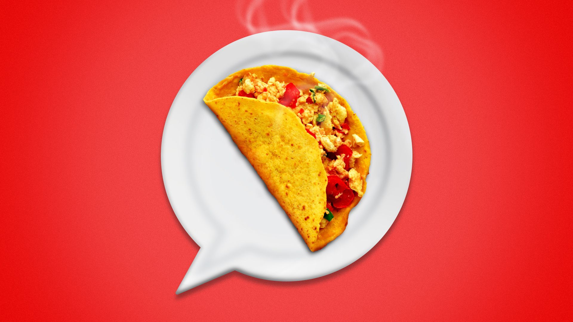 Illustration of a breakfast taco on a thought bubble-shaped plate