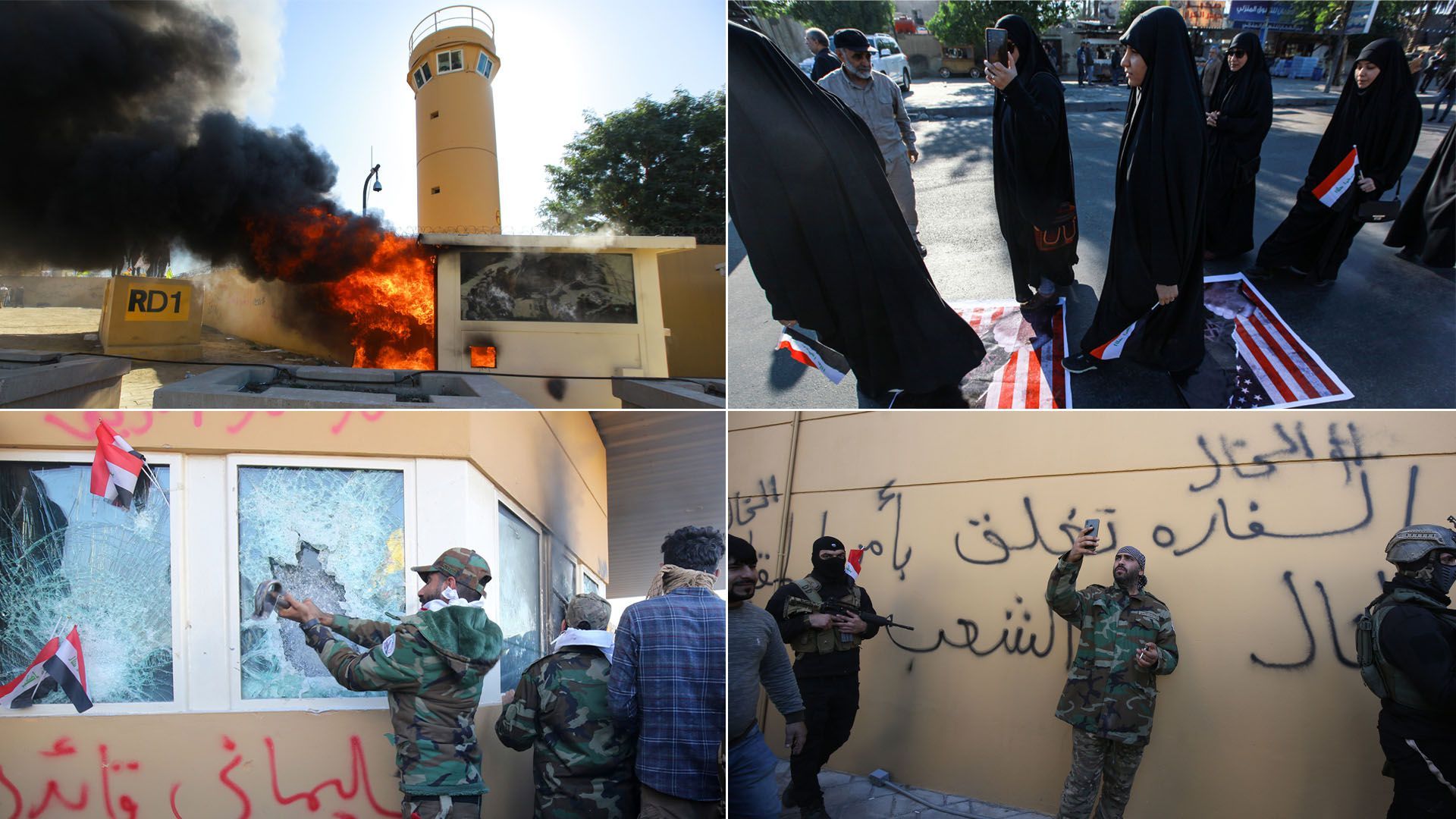 Iraqi protestors outside U.S. embassy