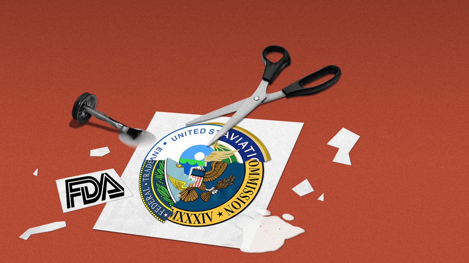 Illustration of U.S. regulatory agency logos cut and pasted together.