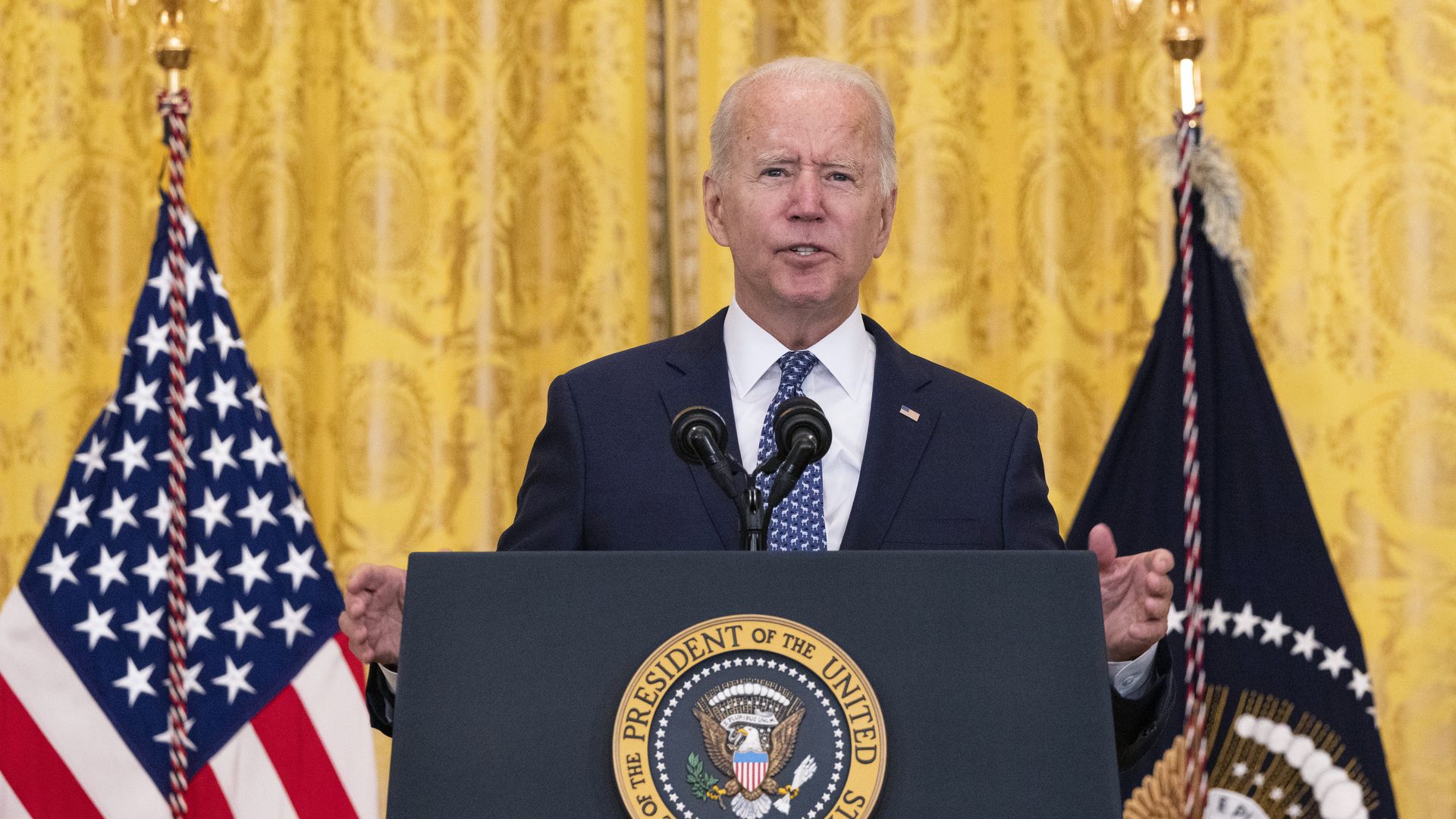 President Joe Biden speaks on workers rights and labor unions in the East Room at the White House on September 08, 2021
