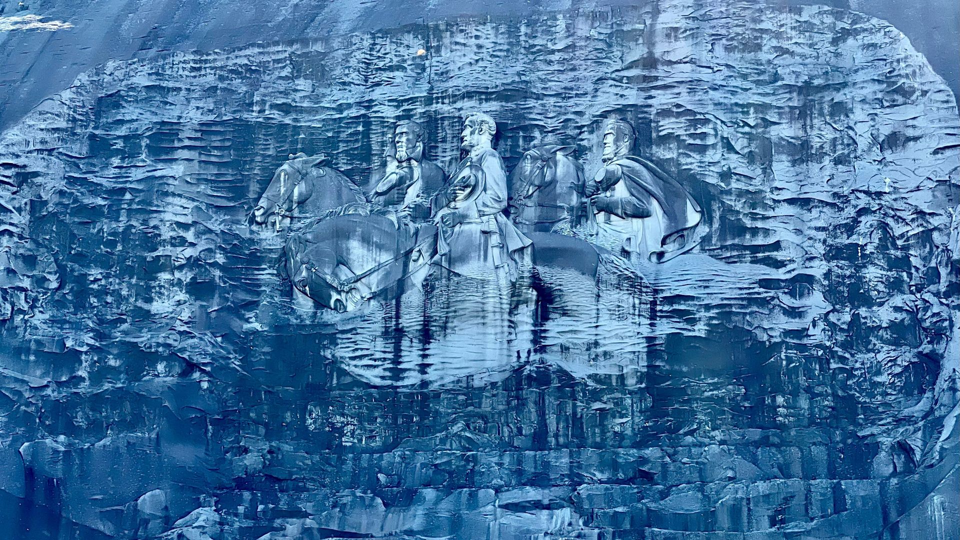 Stone Mountain carving of Jefferson Davis, Stonewall Tell and Robert E. Lee