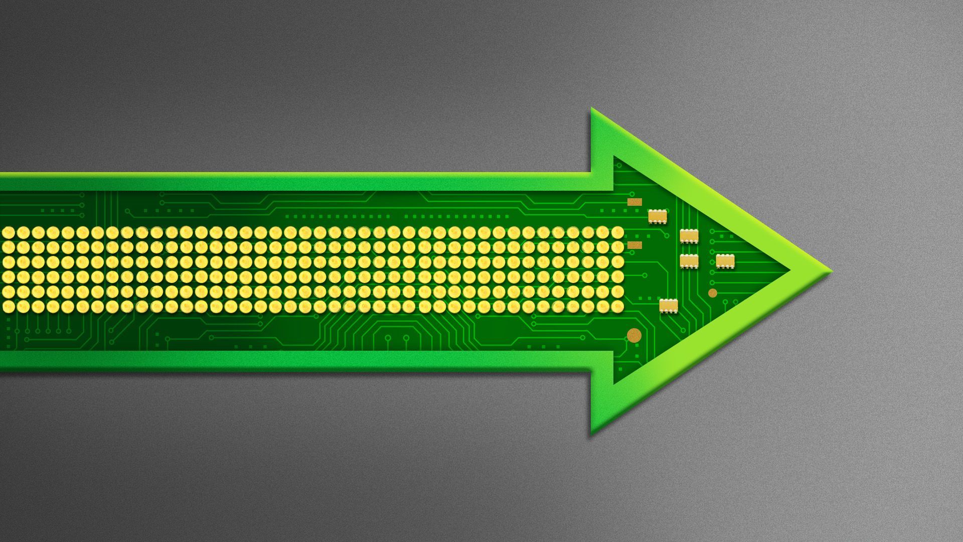 Illustration of a microchip in the shape of a long arrow