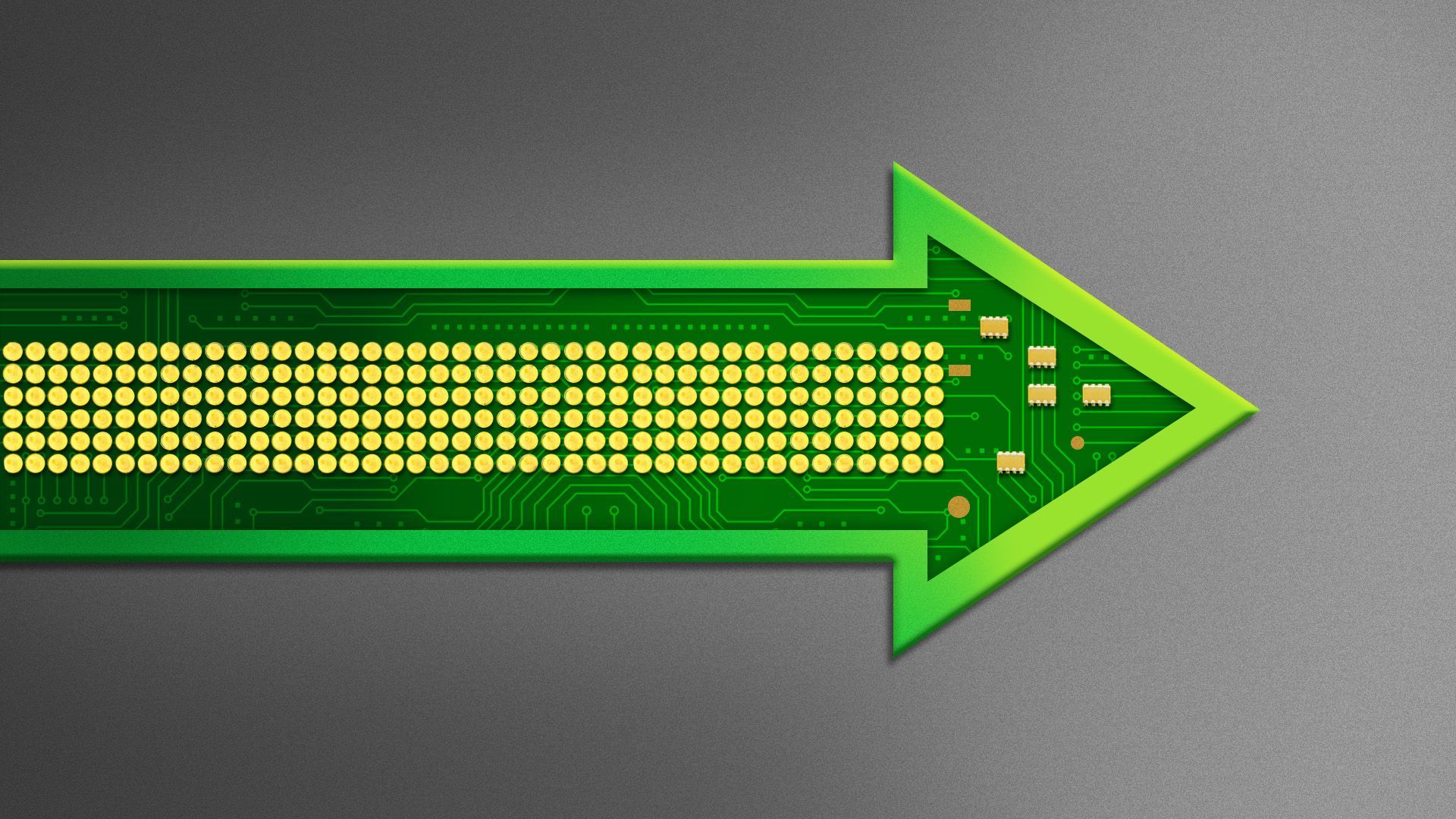 Illustration of a microchip in the shape of a long arrow