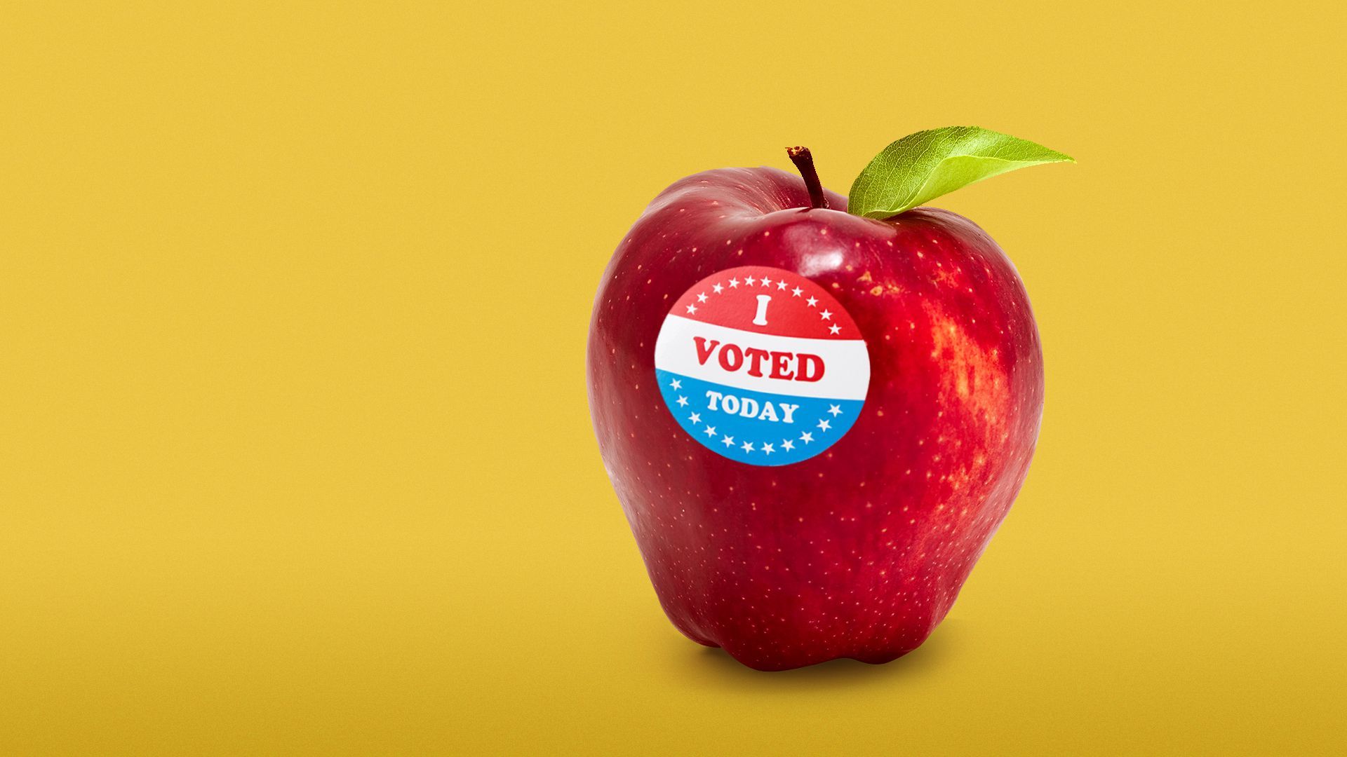 Illustration of an apple with an I Voted sticker.