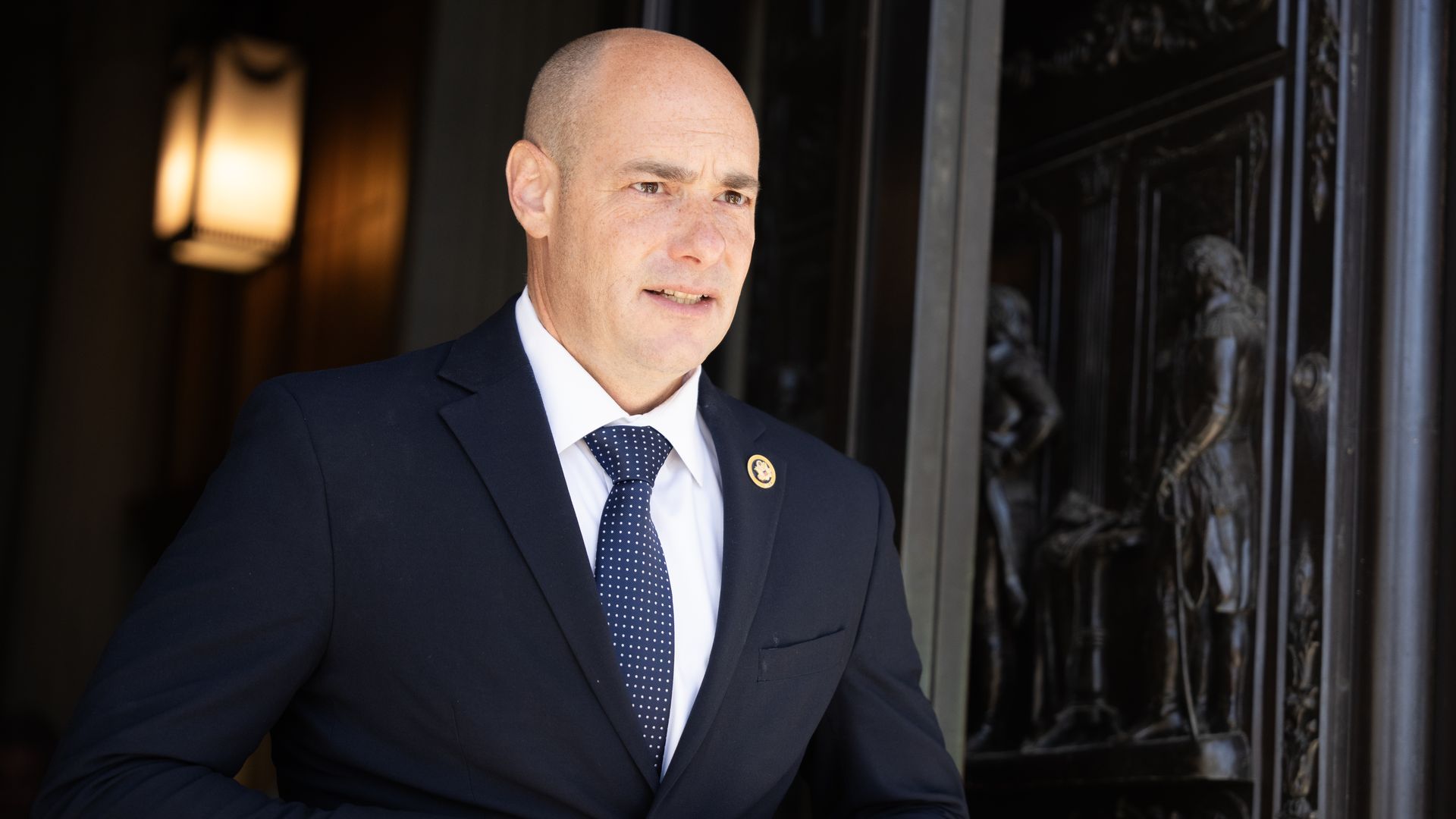 Rep. Greg Landsman exits the U.S. Capitol on Sept. 4, 2025.