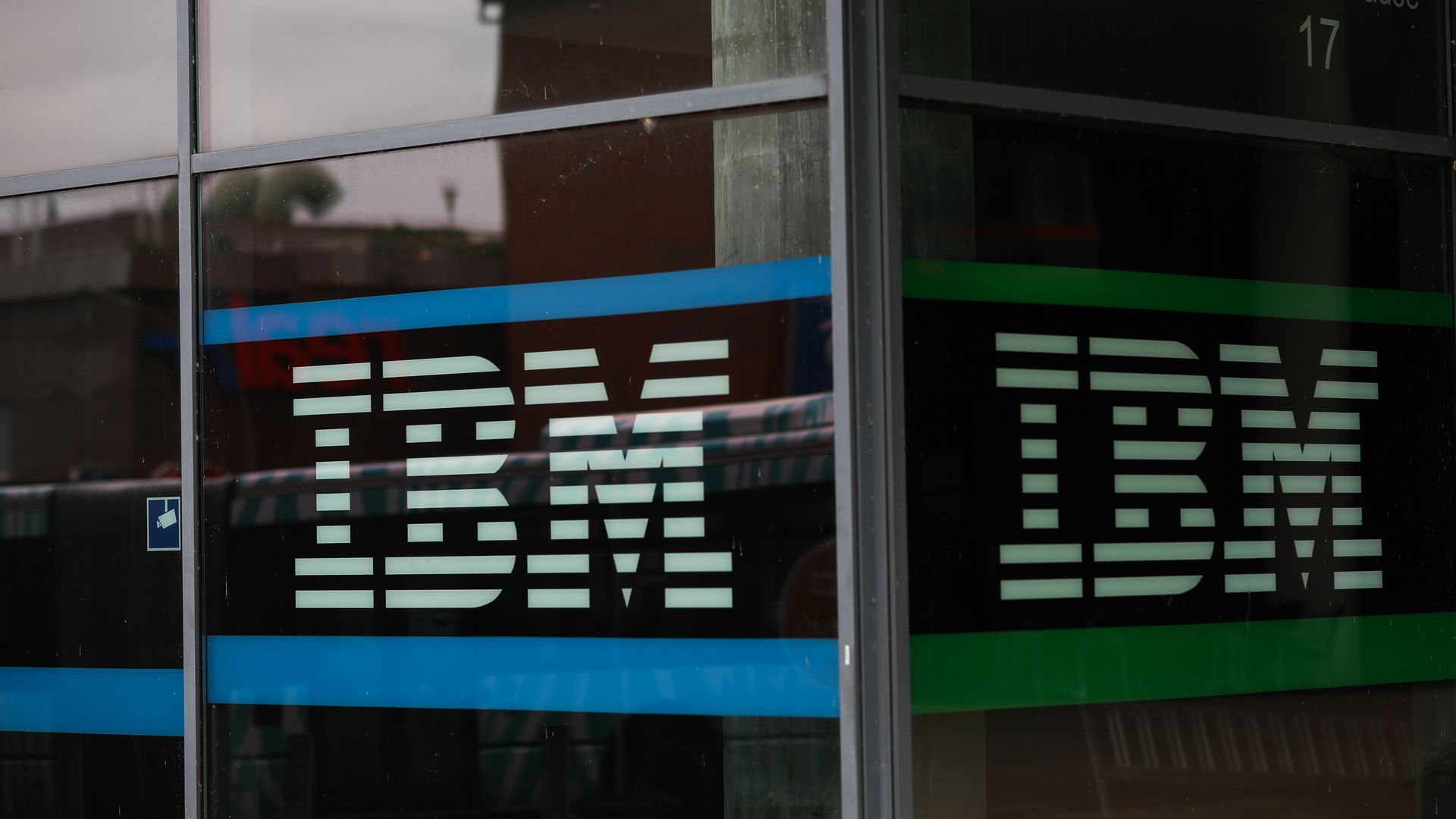 A photo of the IBM logo.