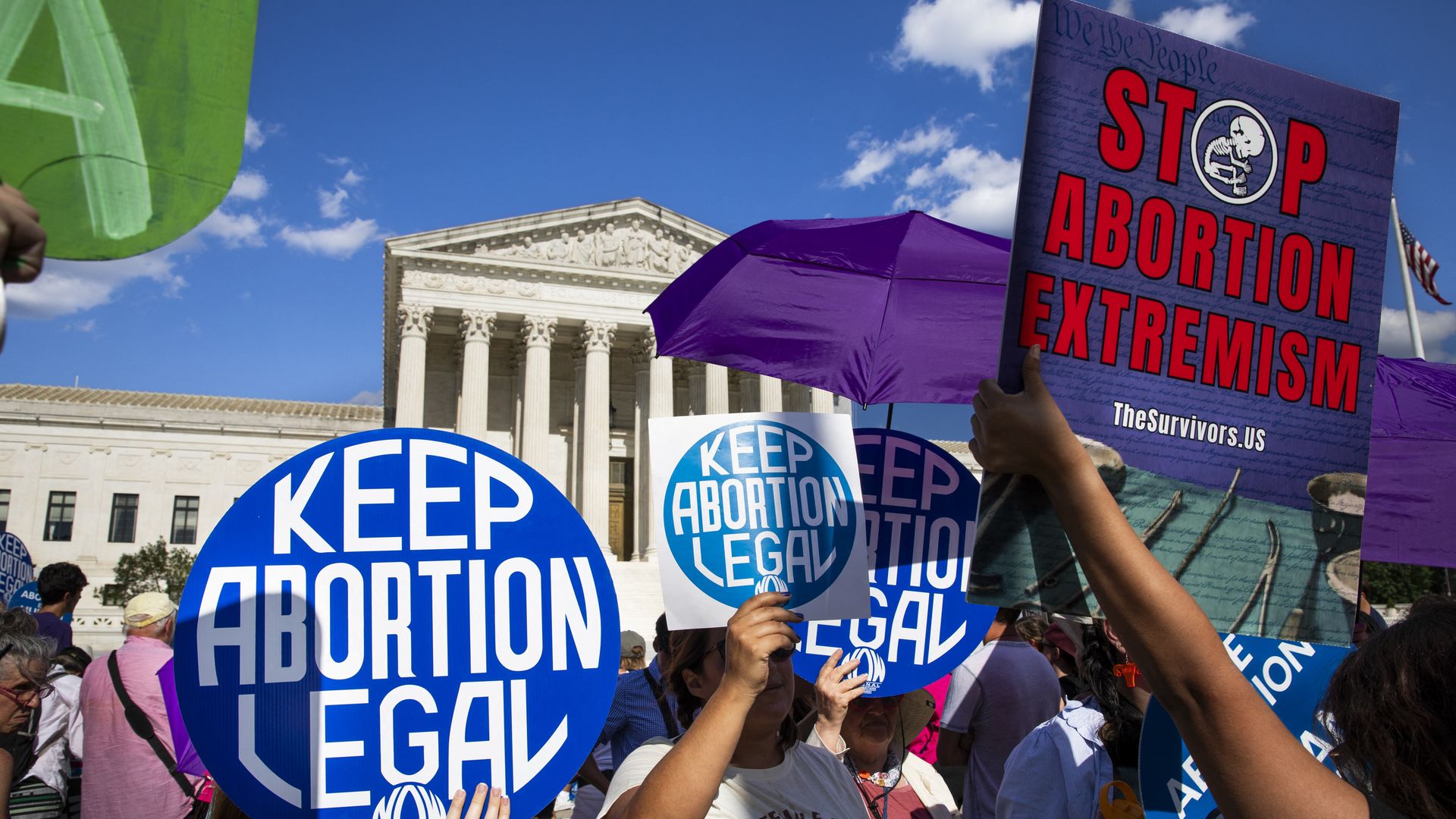 Abortion rights and anti-abortion rights activists are protesting in front of the US Supreme Court in Washington, DC on June 24, 2024. 