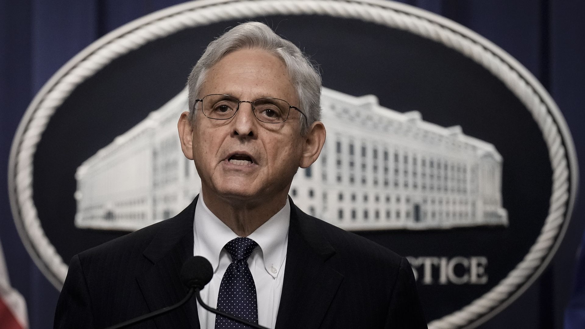 Attorney General Merrick Garland speaking to reporters in Washington, D.C., on Aug. 11. 