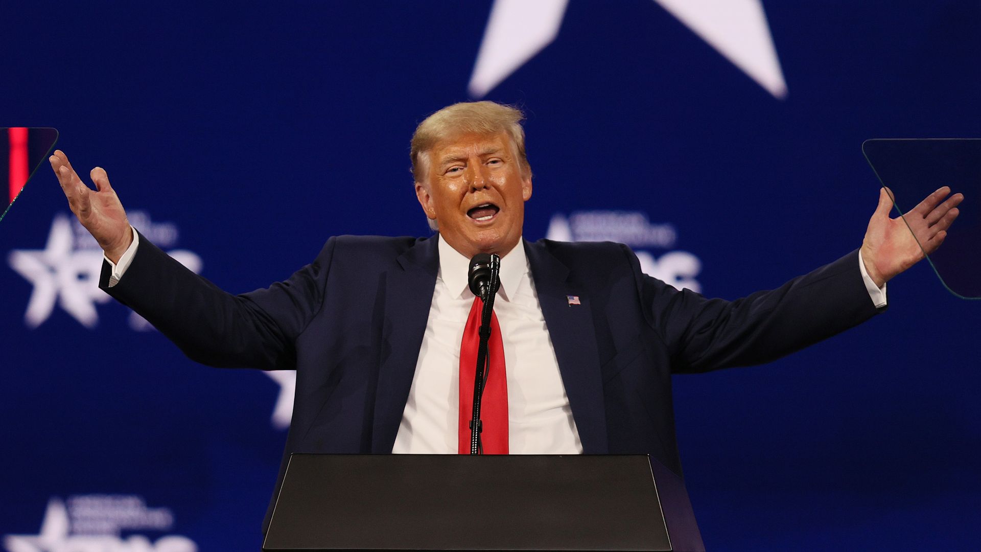 Former U.S. President Donald Trump addresses the Conservative Political Action Conference (CPAC) held in the Hyatt Regency on February 28, 2021 in Orlando, Florida. 