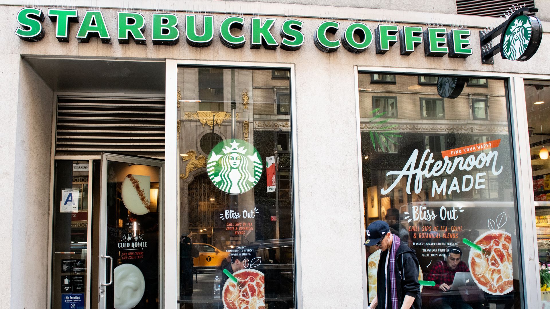 A photo of a Starbucks store in New York City