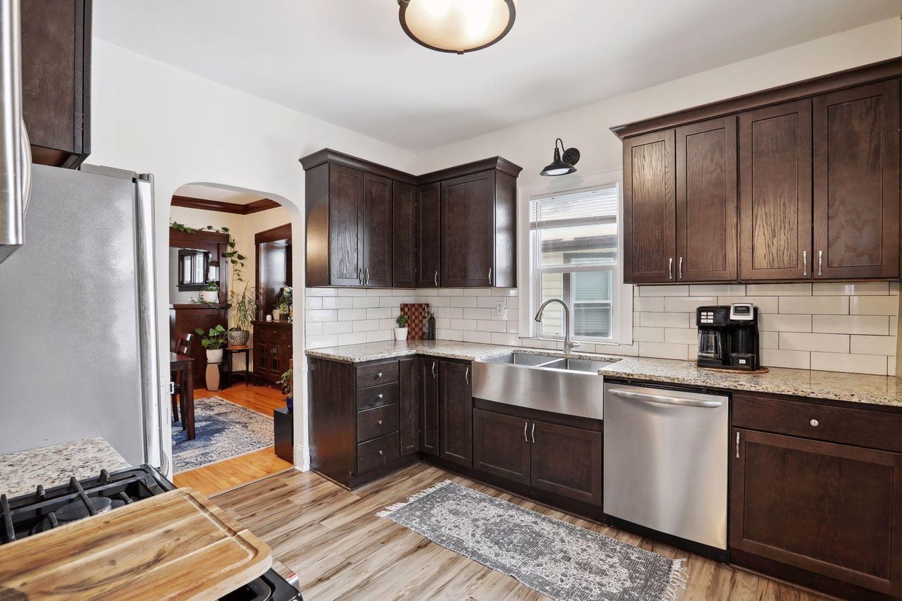 modern kitchen with stainless appliances