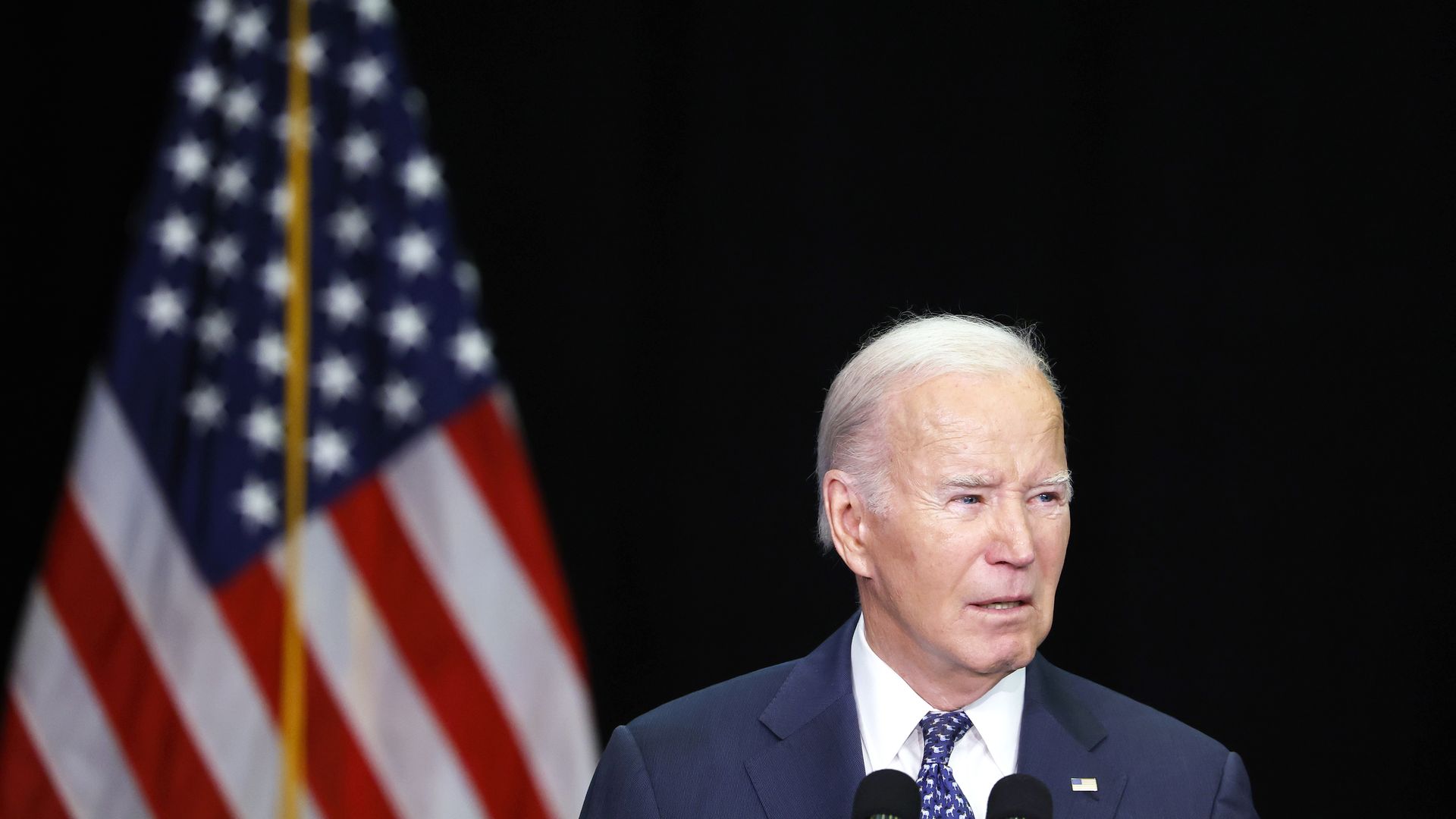 President Joe Biden speaks during the annual House Democrats 2024 Issues Conference on February 08, 2024 in Leesburg, Virginia