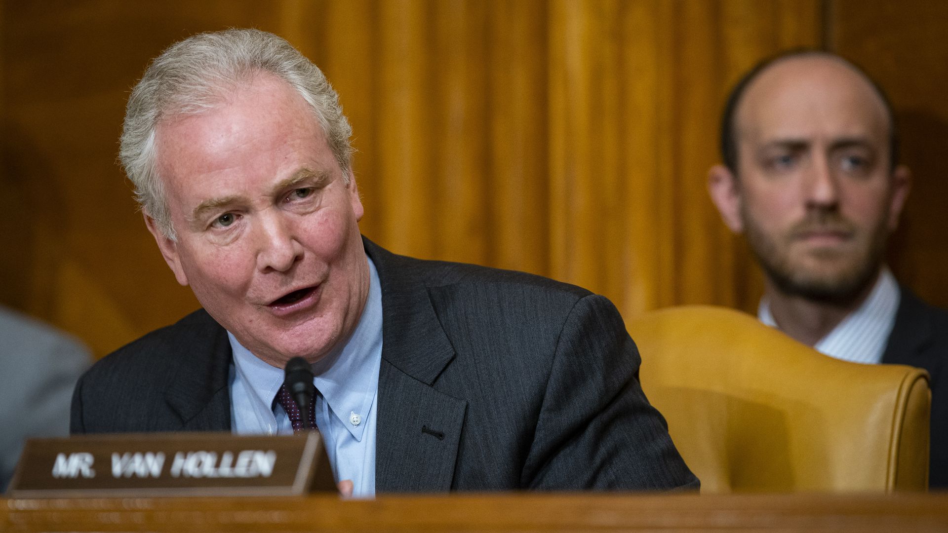 Sen. Chris Van Hollen (D-Md.) speaking in a congressional hearing in March 2023.