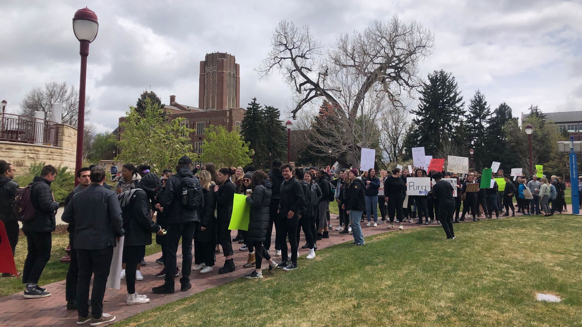 College students during a rally at the University of Denver. 