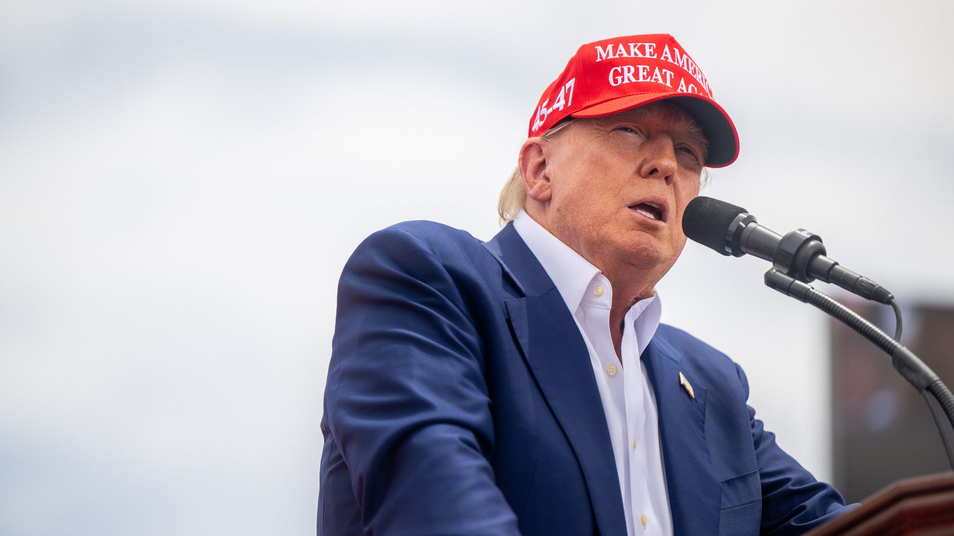 Republican presidential candidate, former U.S. President Donald Trump speaks during his campaign rally 