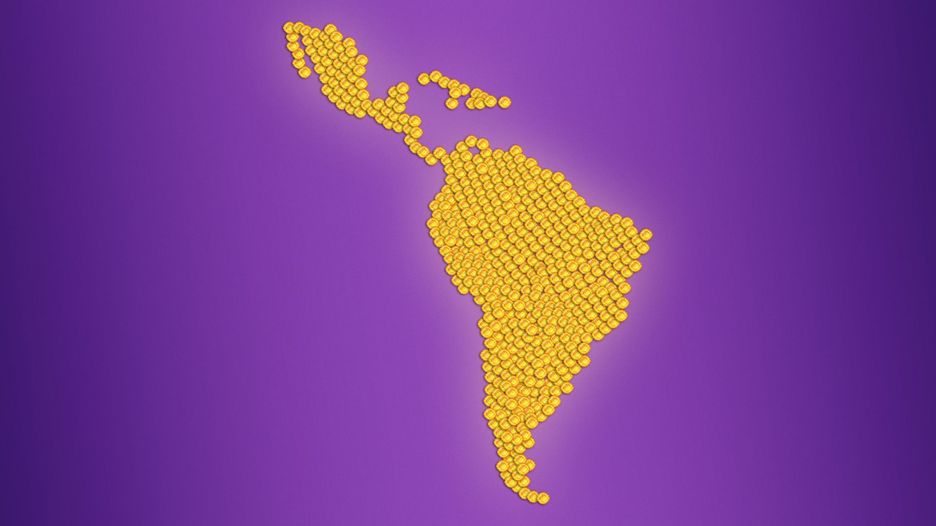 Illustration of Latin America made out of coins
